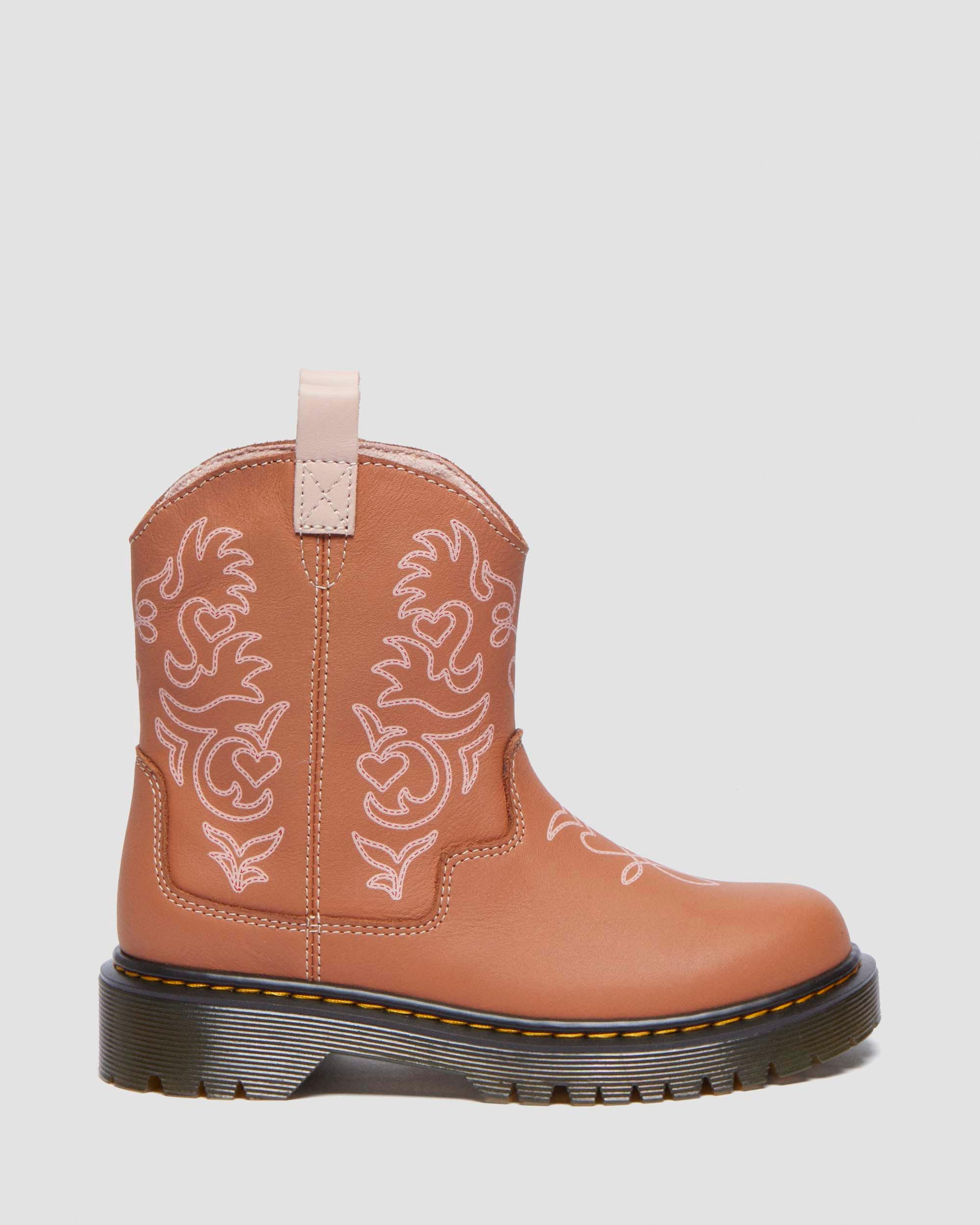 Junior Strixton leather pull-on boots in Dark Tan