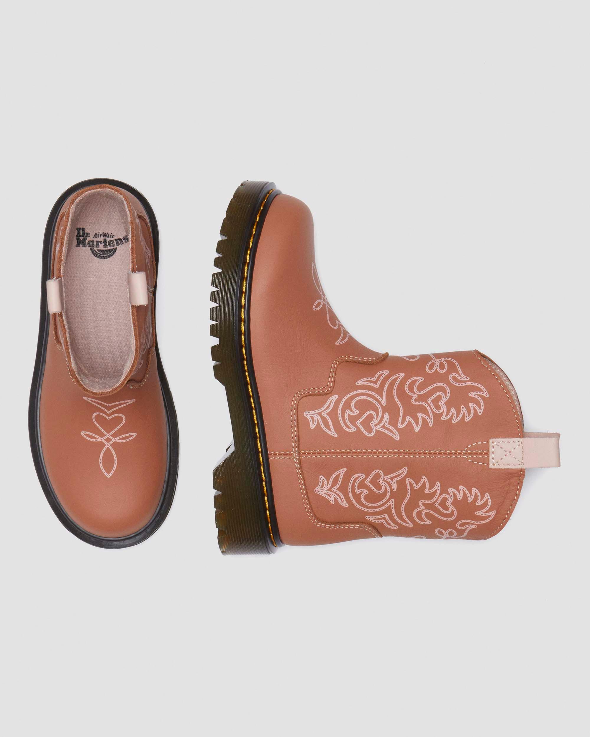 Junior Strixton leather pull-on boots in Dark Tan