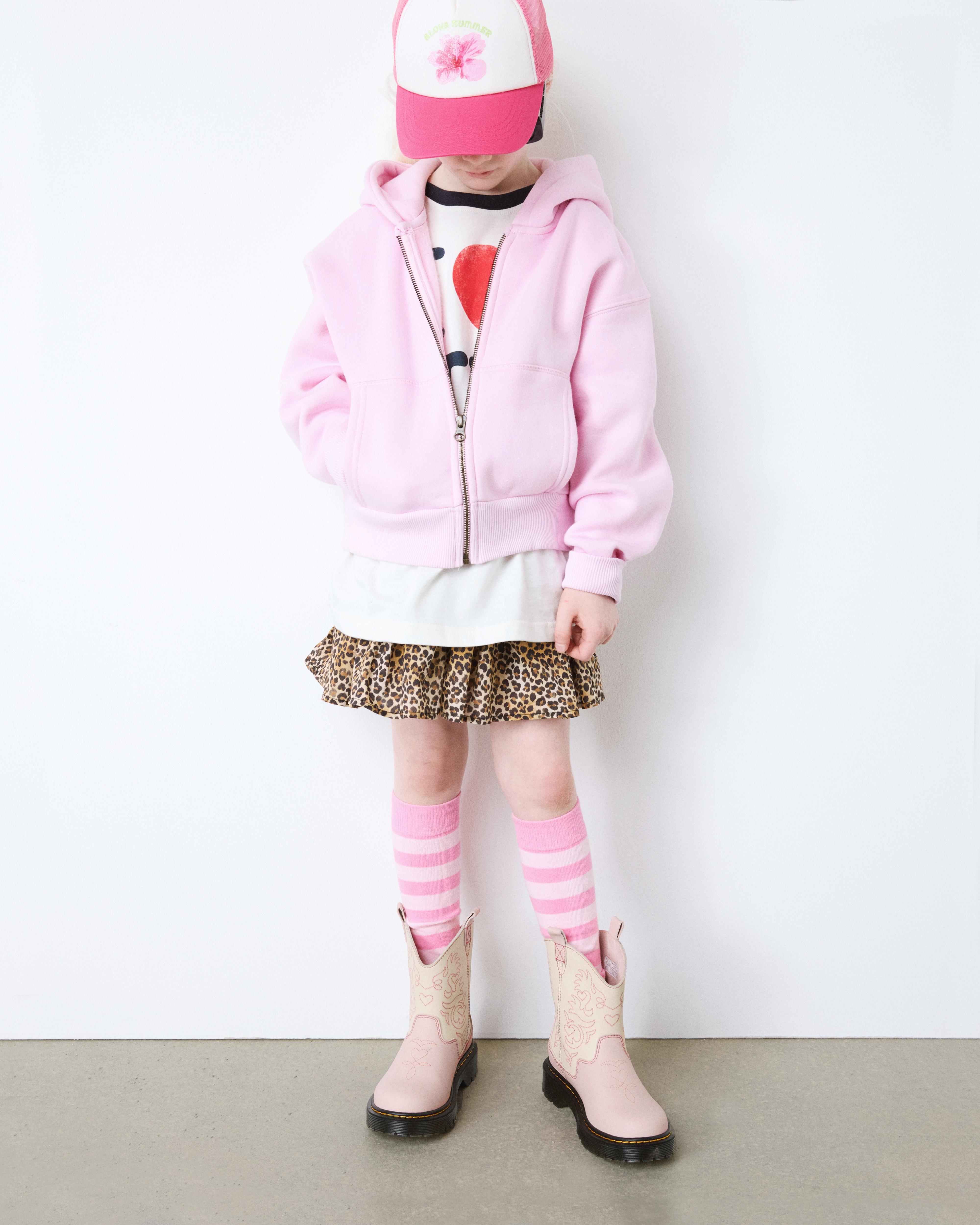 Junior Strixton leather pull-on boots in Powder Pink+Cloud Cream