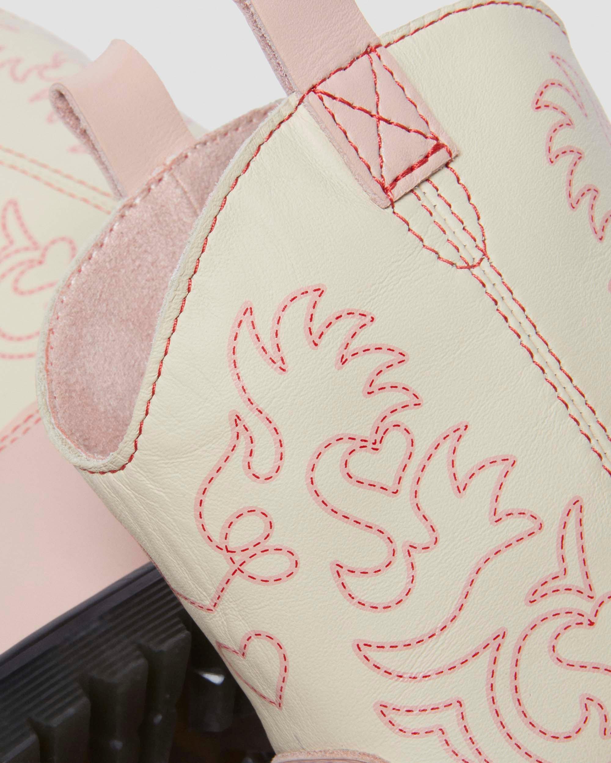 Junior Strixton leather pull-on boots in Powder Pink+Cloud Cream