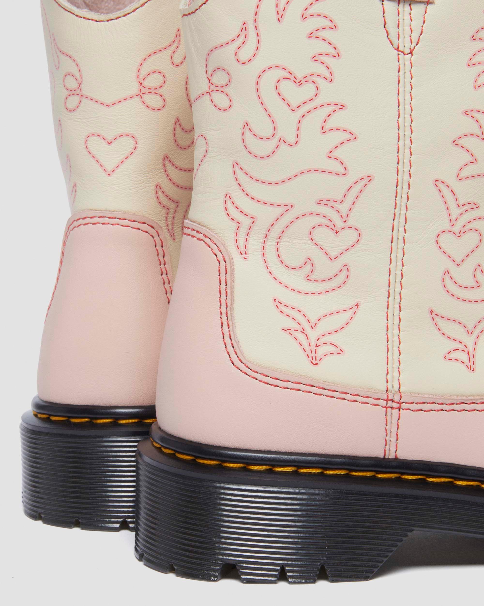 Junior Strixton leather pull-on boots in Powder Pink+Cloud Cream