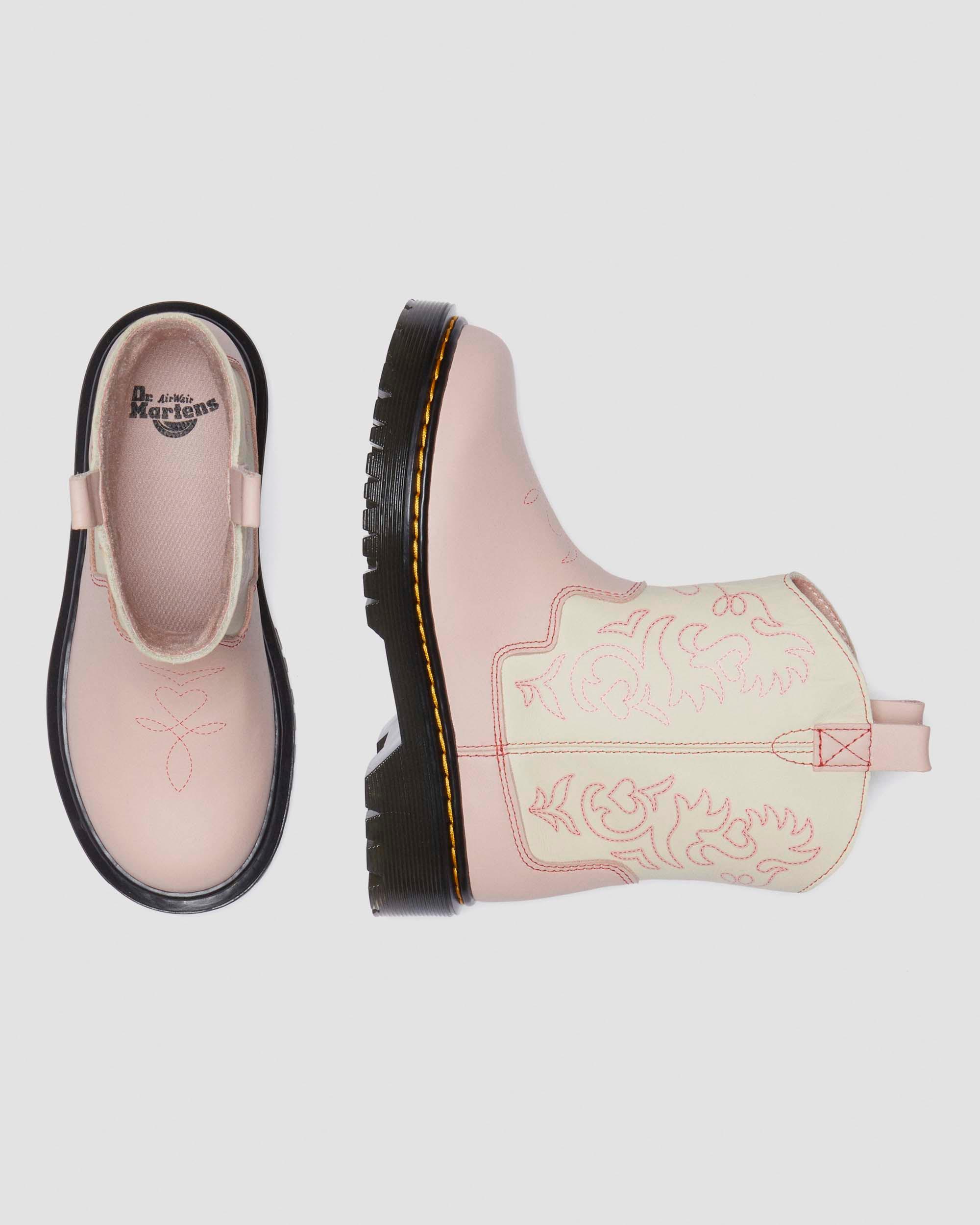 Junior Strixton leather pull-on boots in Powder Pink+Cloud Cream