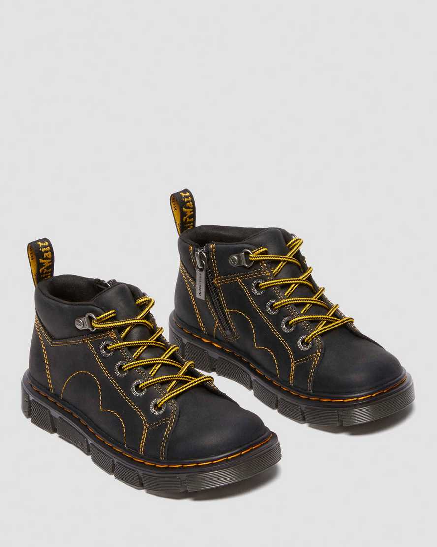 Dr. Martens' Junior Raffe Church Wyoming Leather Boots In Black