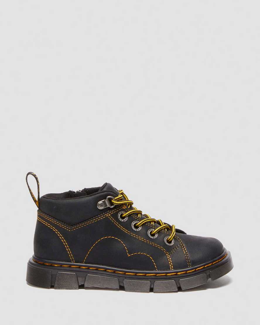 Dr. Martens' Junior Raffe Church Wyoming Leather Boots In Black