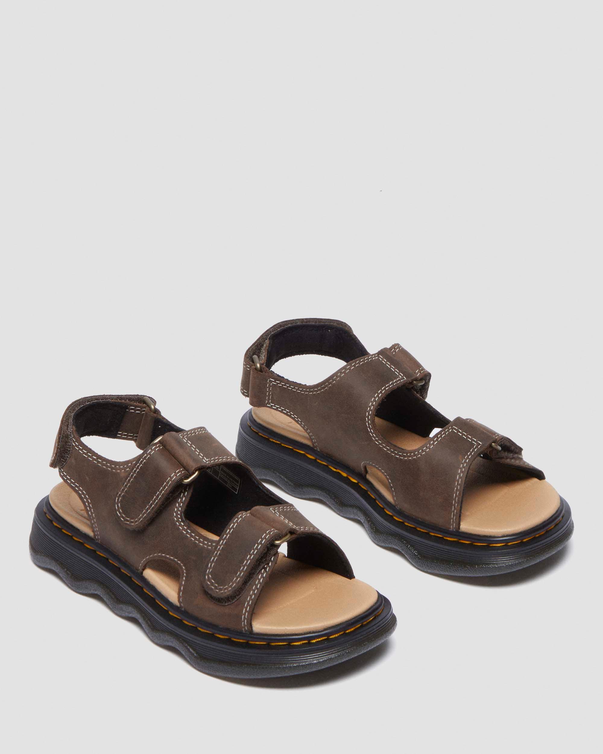 Junior Virden Wyoming Leather Sandals in Dark Brown