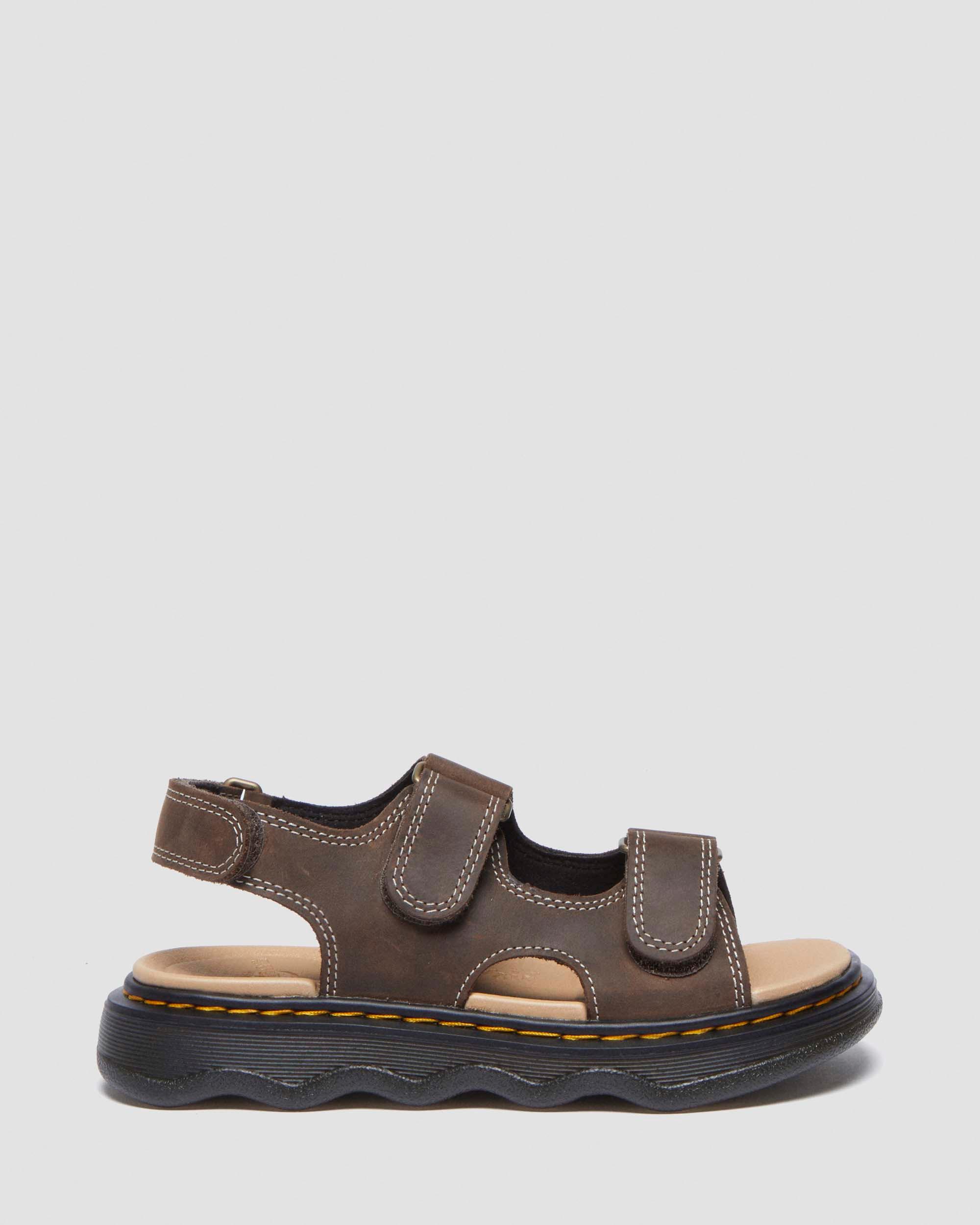 Junior Virden Wyoming Leather Sandals in Dark Brown