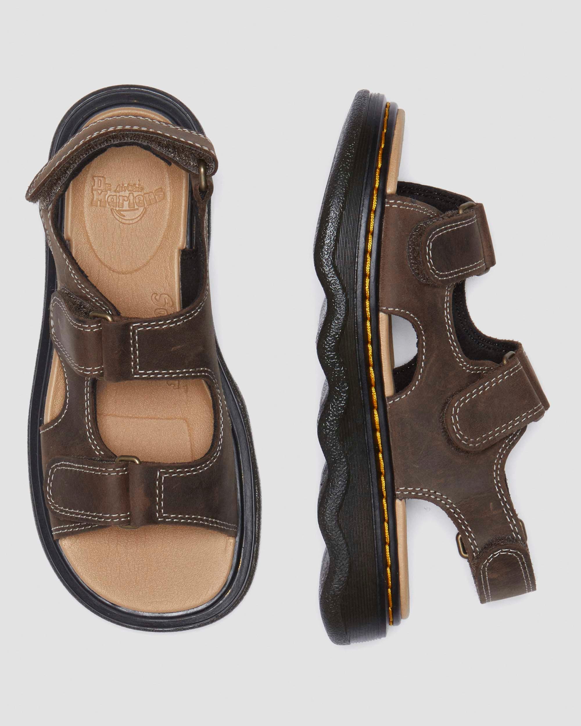 Junior Virden Wyoming Leather Sandals in Dark Brown