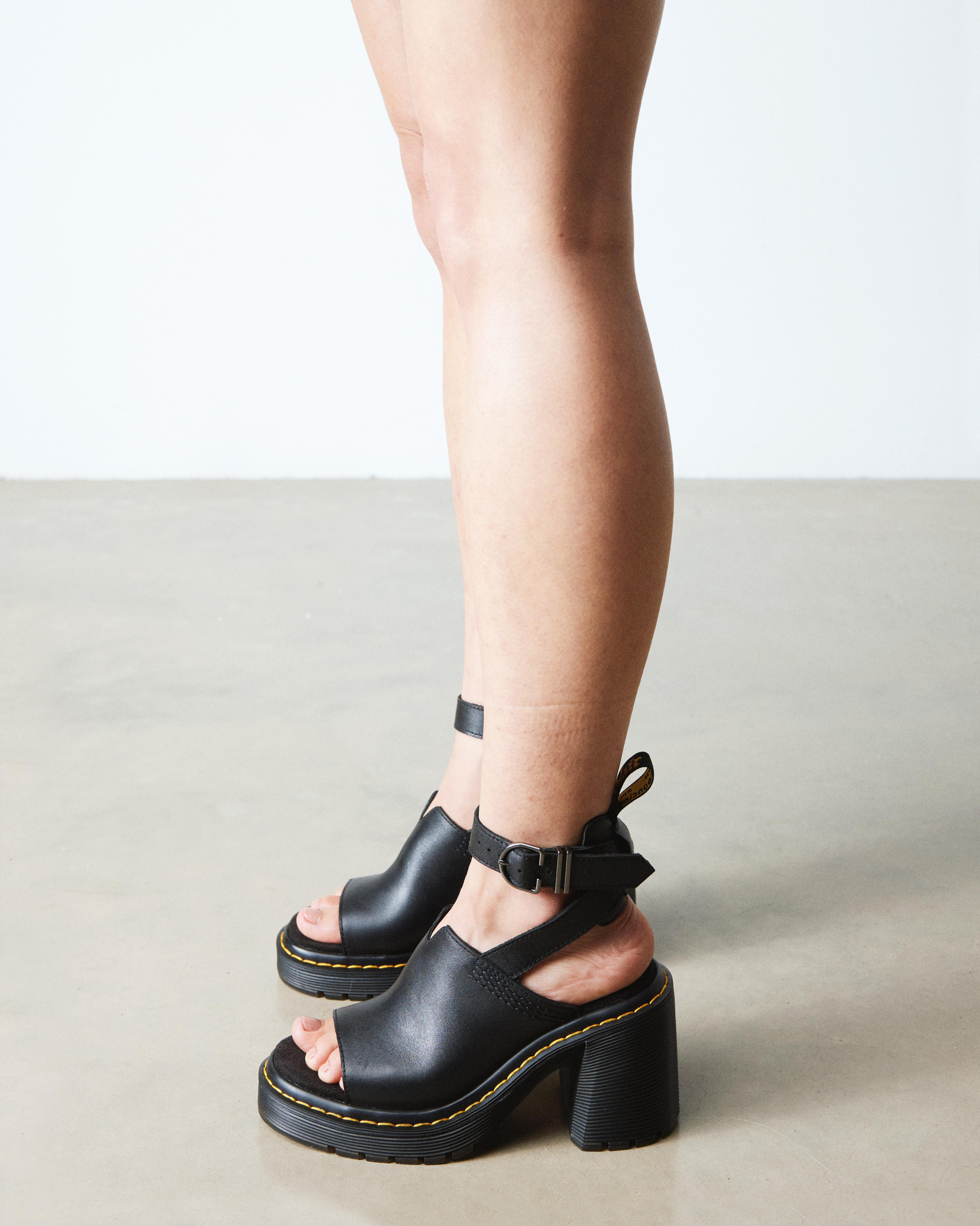Millee leather open toe sandals in Black