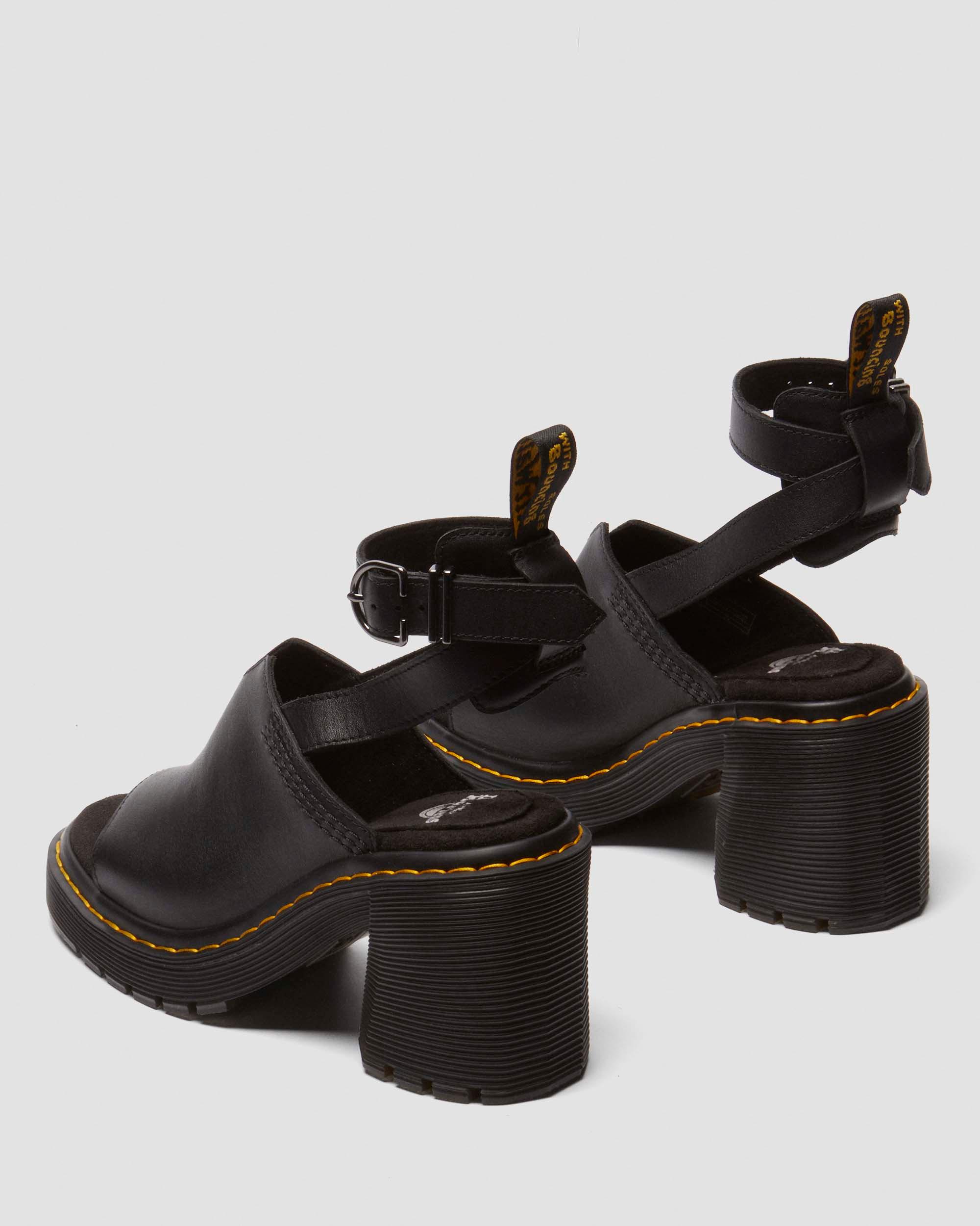 Millee leather open toe sandals in Black