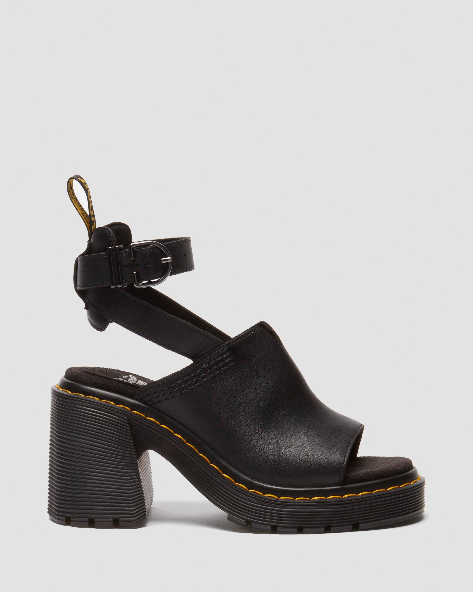 Millee leather open toe sandals in Black