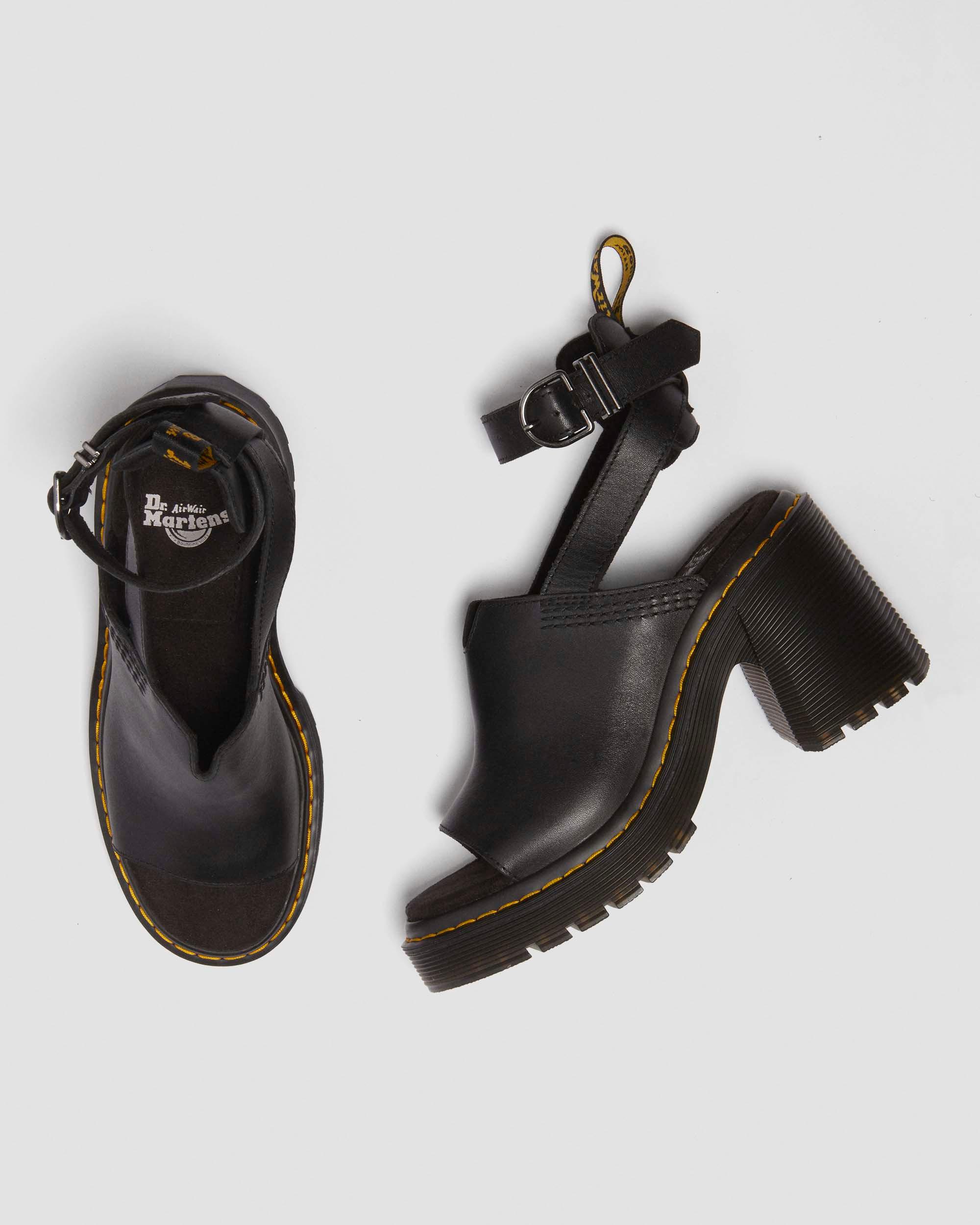 Millee leather open toe sandals in Black