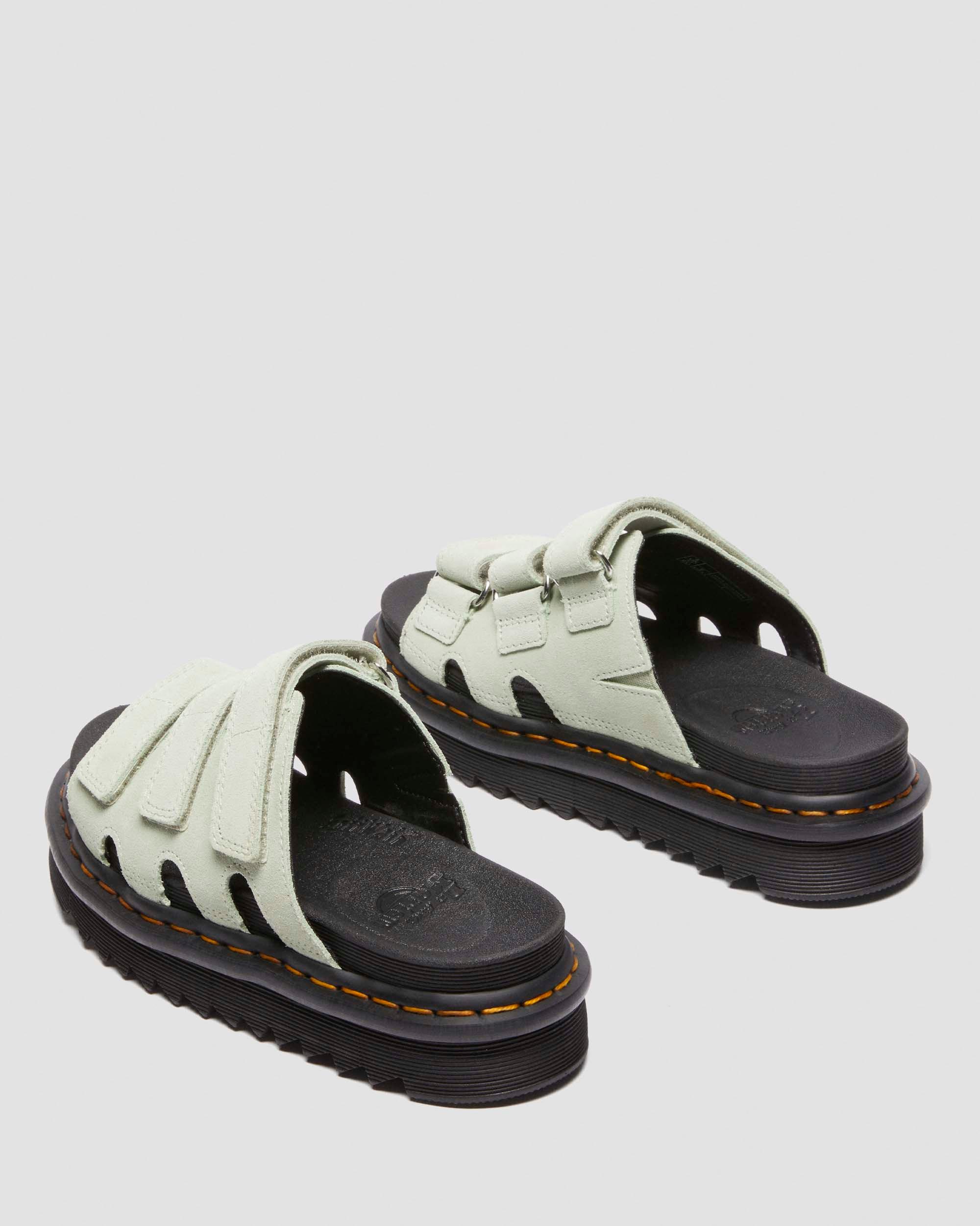 Raine Slide Suede sandals in Sage Green | Dr. Martens