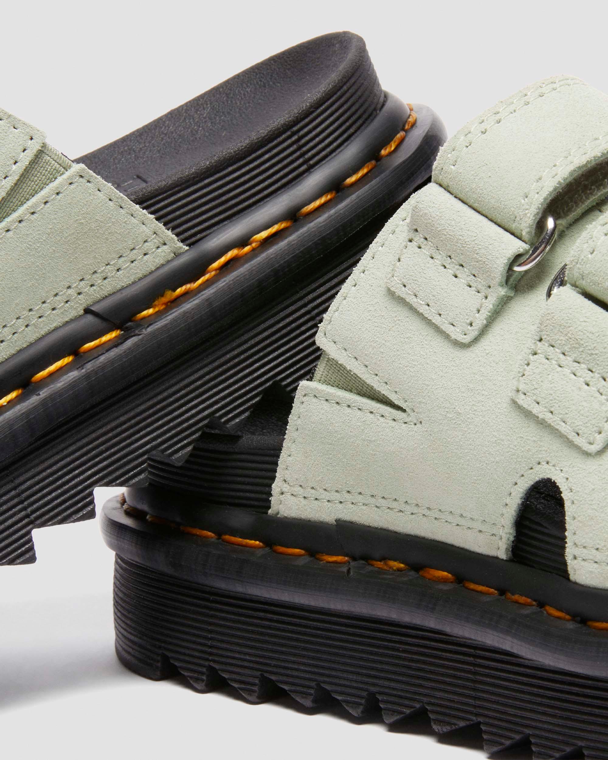 Raine Slide Suede sandals in Sage Green | Dr. Martens