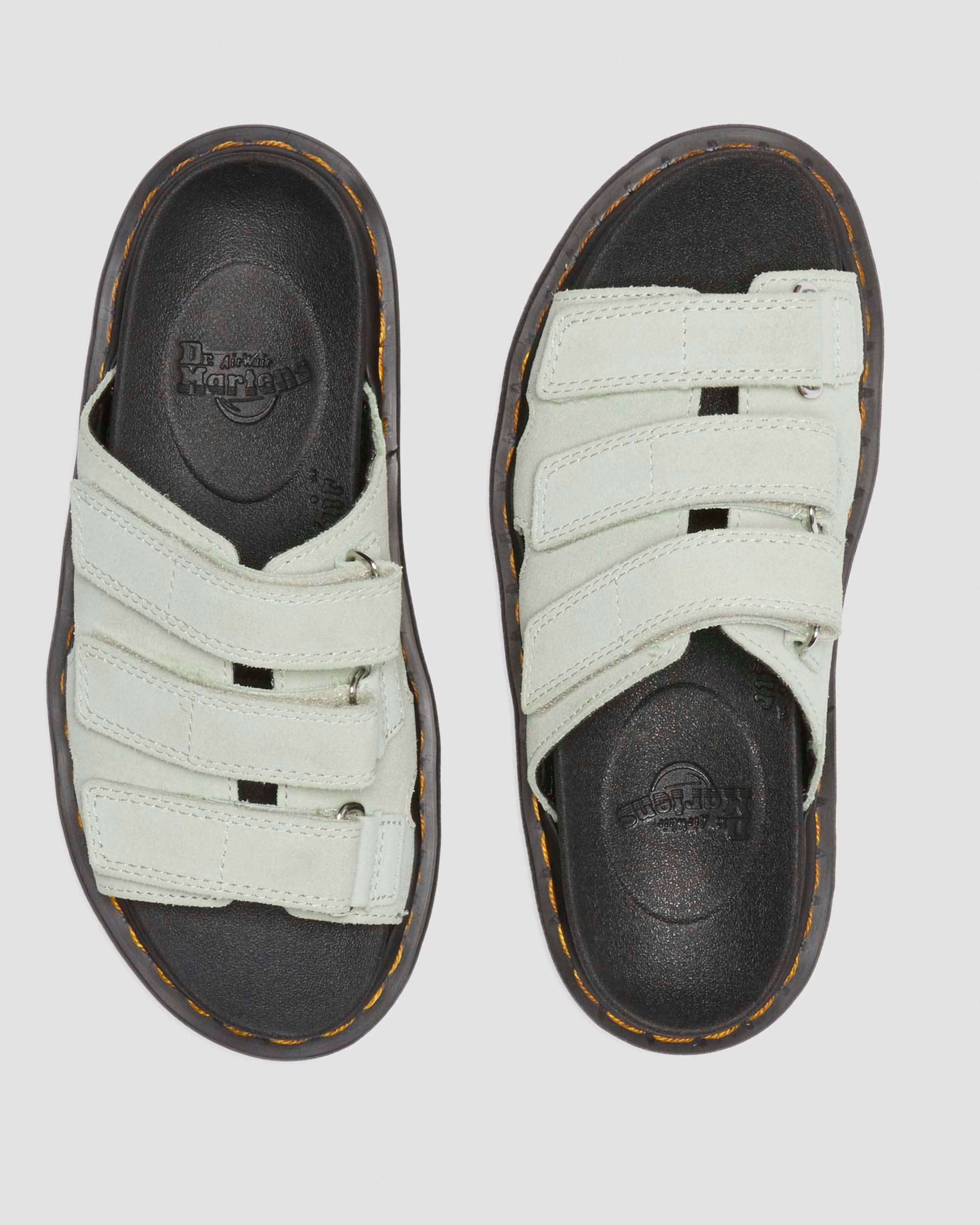 【DR MARTENS】Raine Slide Suede Sandals サンダル Raine Slide Athena leather sandals in Black | Dr. Martens