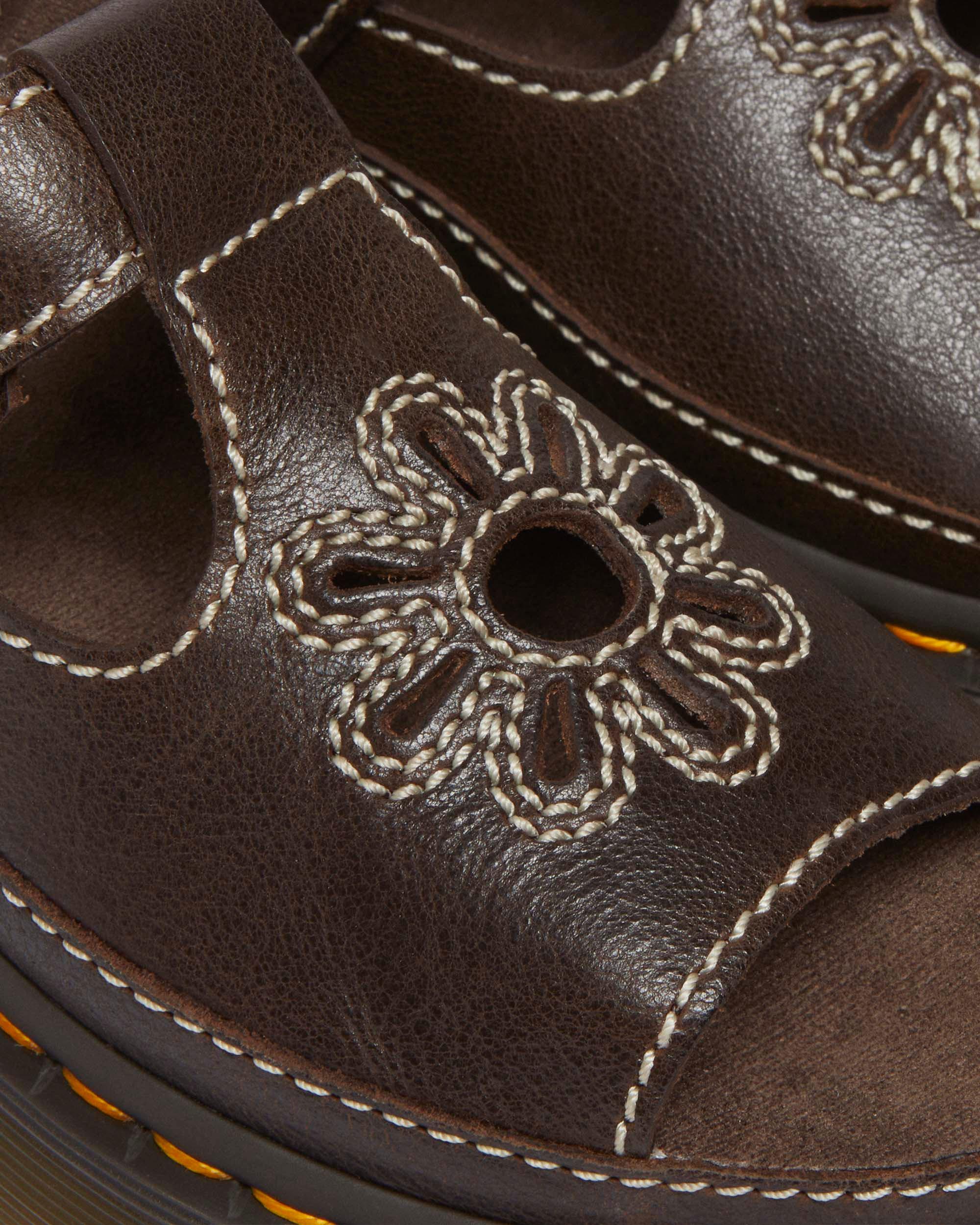 Dunnet Flower sandaler i fullkornigt läder in Brun