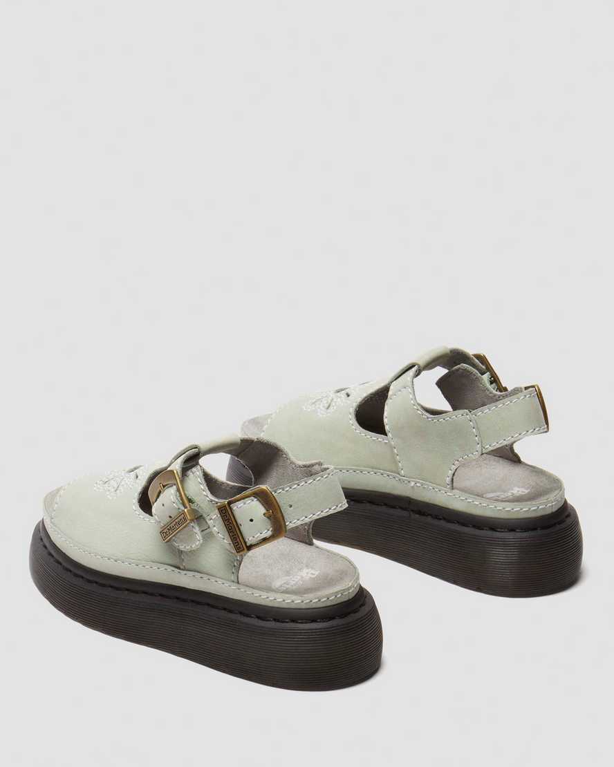 Shop Dr. Martens' Dunnet Flower Buttersoft Leather Sandals In Green