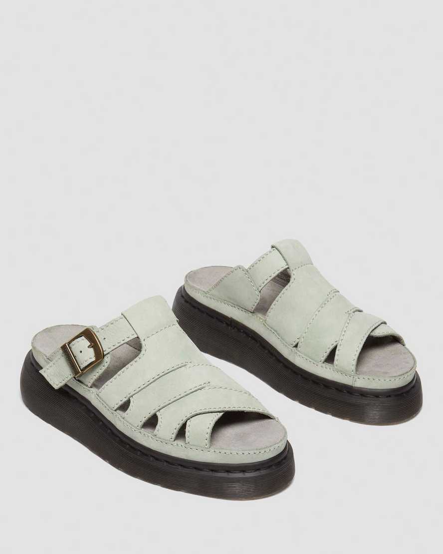 Dr. Martens Maxxy Slide Buttersoft Leather Sandals In Green