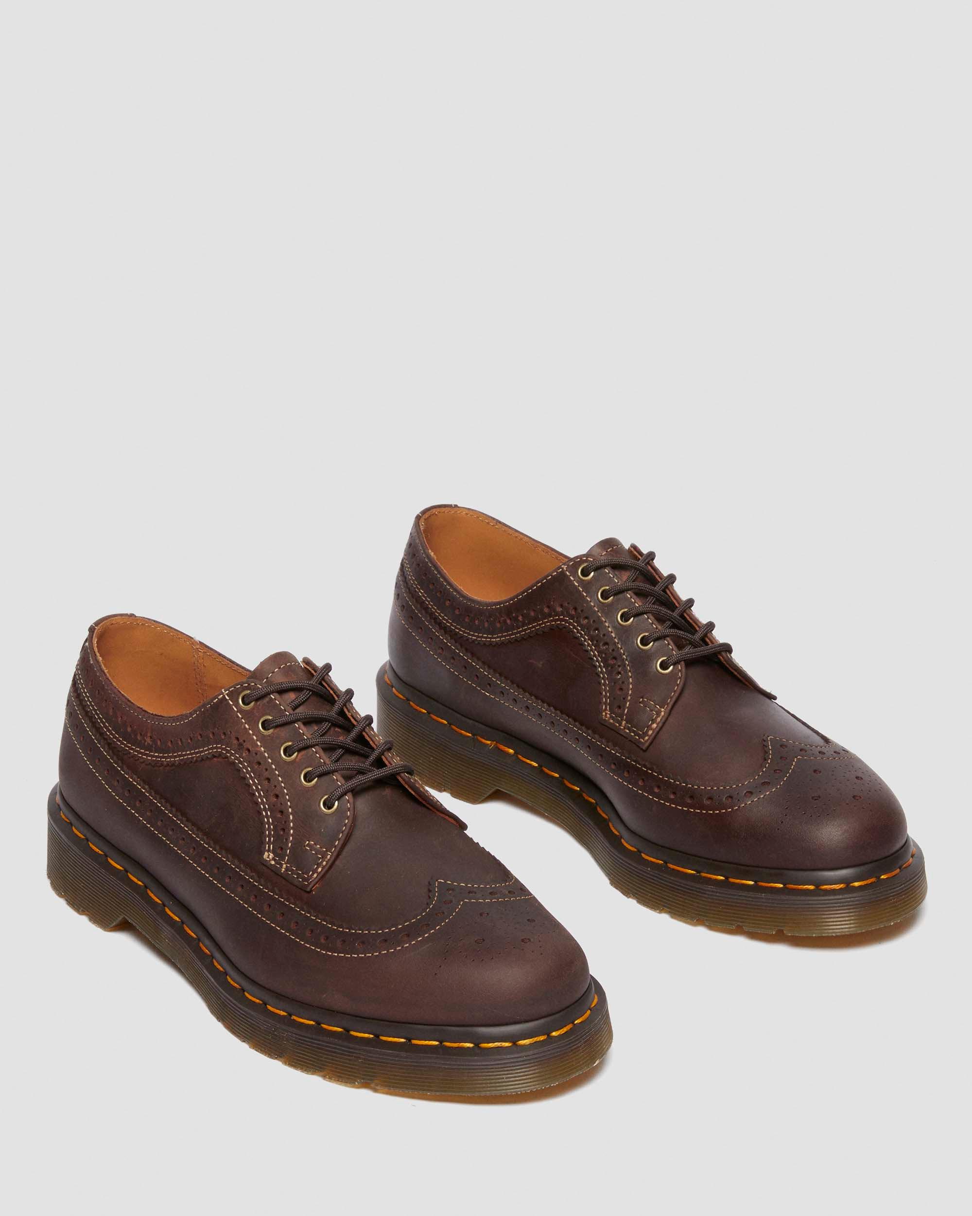 Dr. Martens' 3989 Crazy Horse Leather Brogue Shoes In Brown