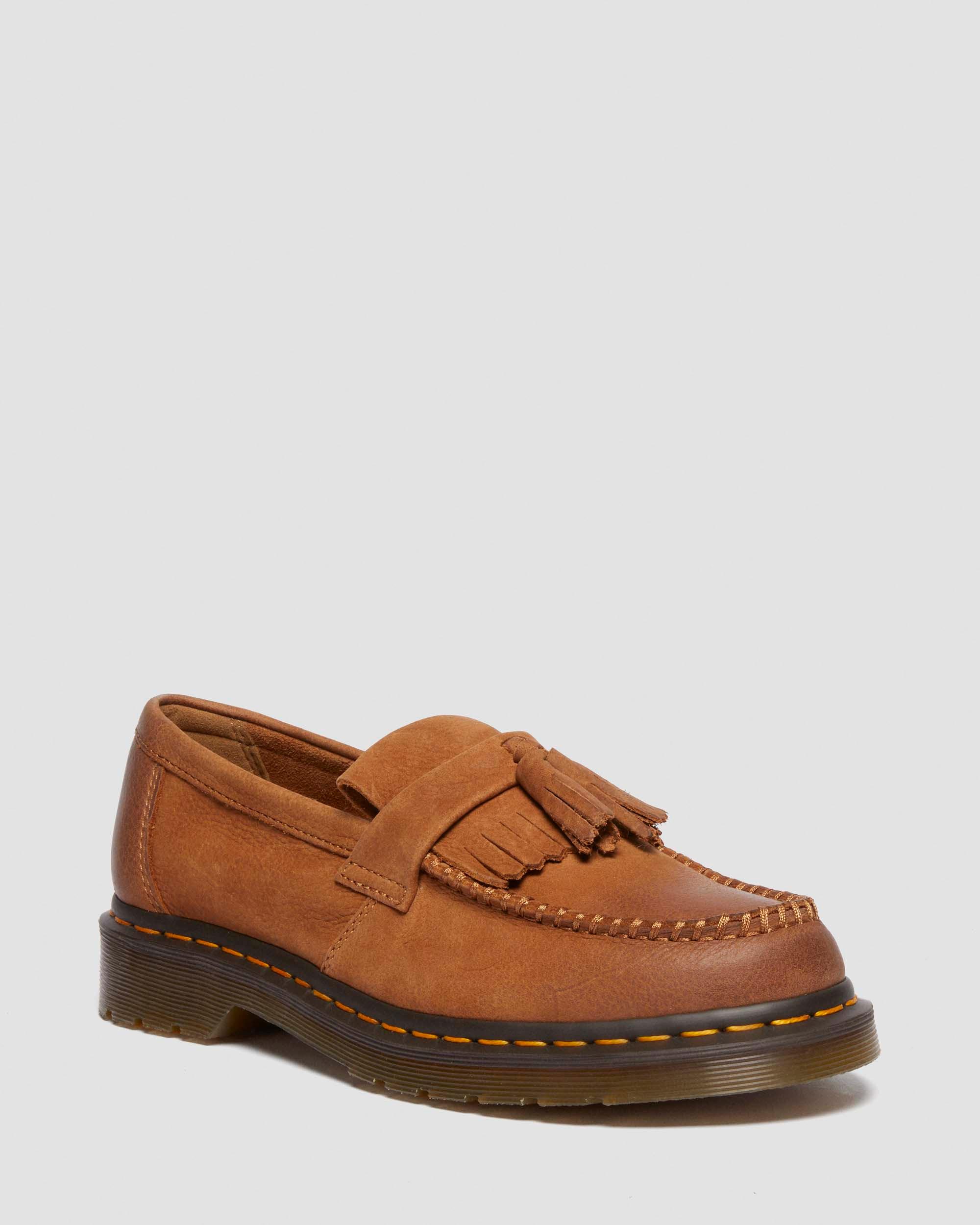 Adrian Tumbled Nubuck tassle loafers in Desert Brown