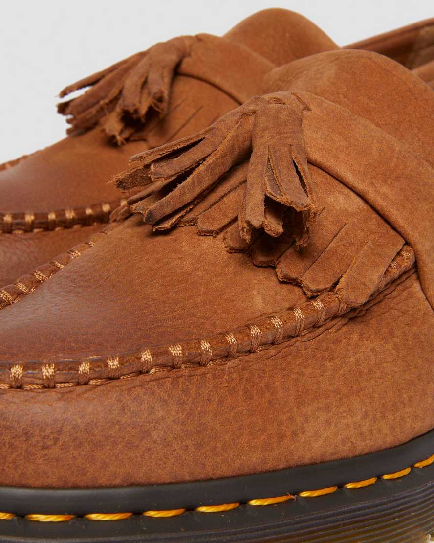 Dr. Martens Adrian Tumbled Nubuck Tassle Loafers In Brown