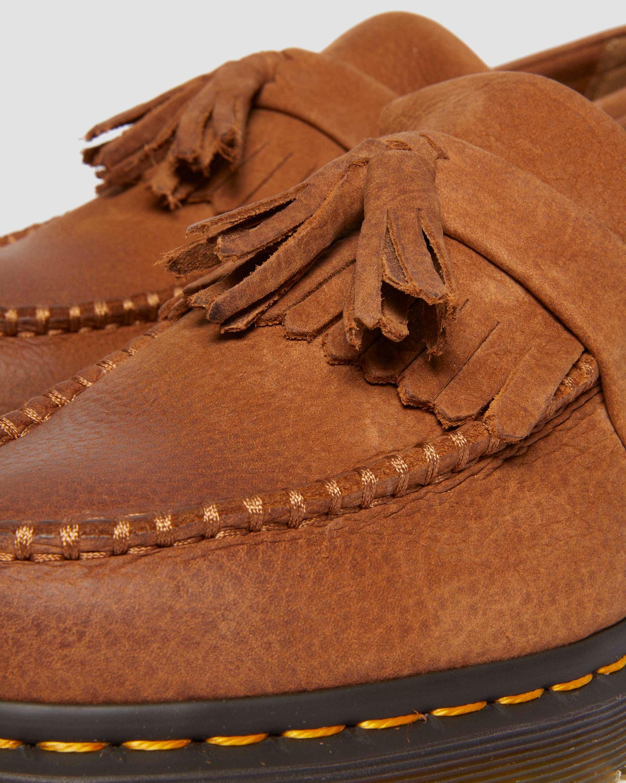 Adrian Tumbled Nubuck tassle loafers in Desert Brown