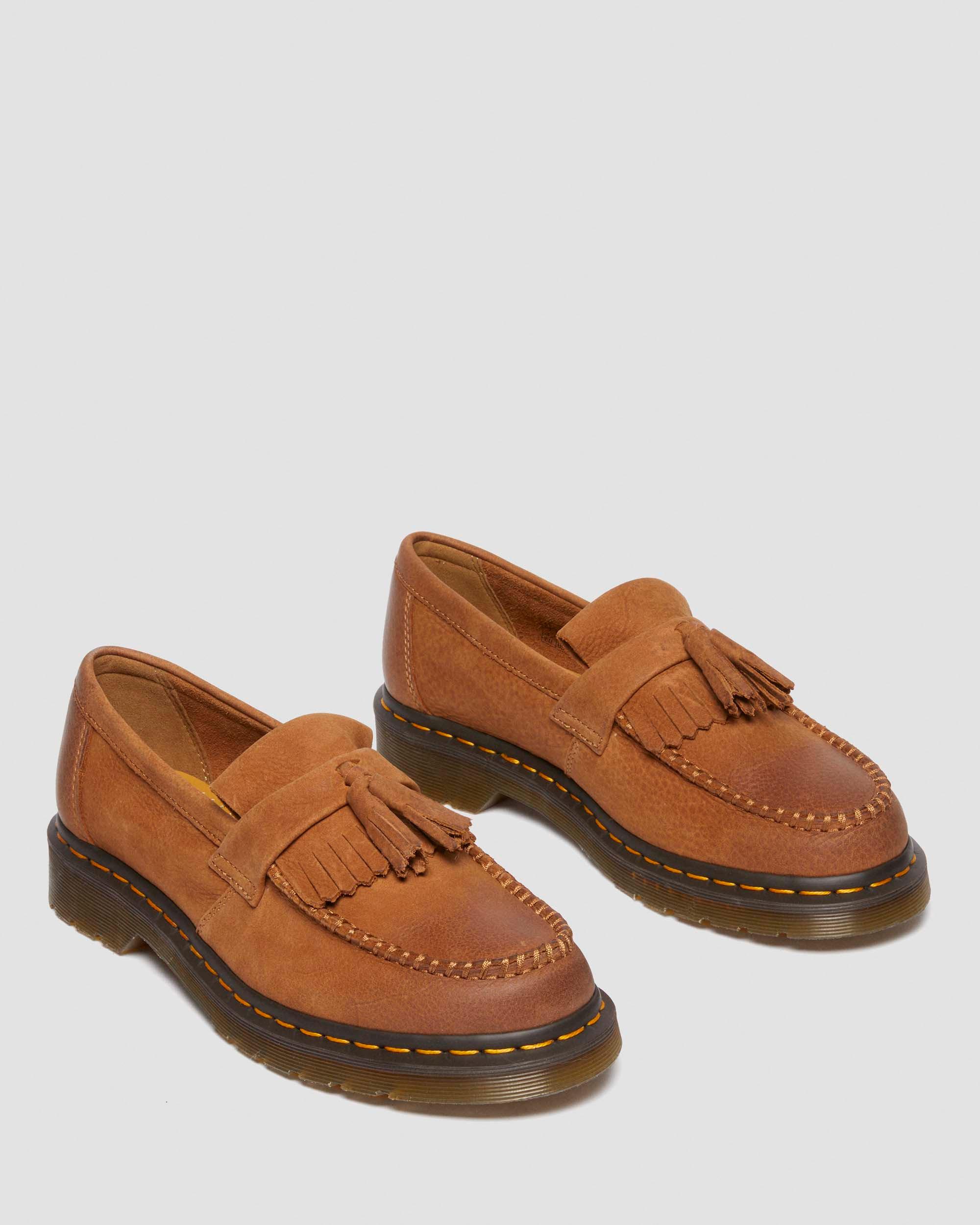 Adrian Tumbled Nubuck tassle loafers in Desert Brown