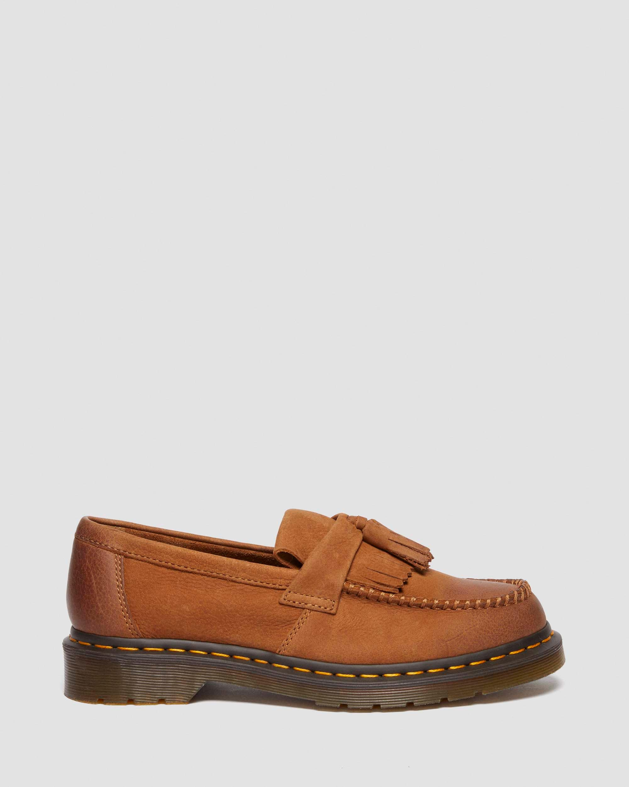 Adrian Tumbled Nubuck tassle loafers in Desert Brown