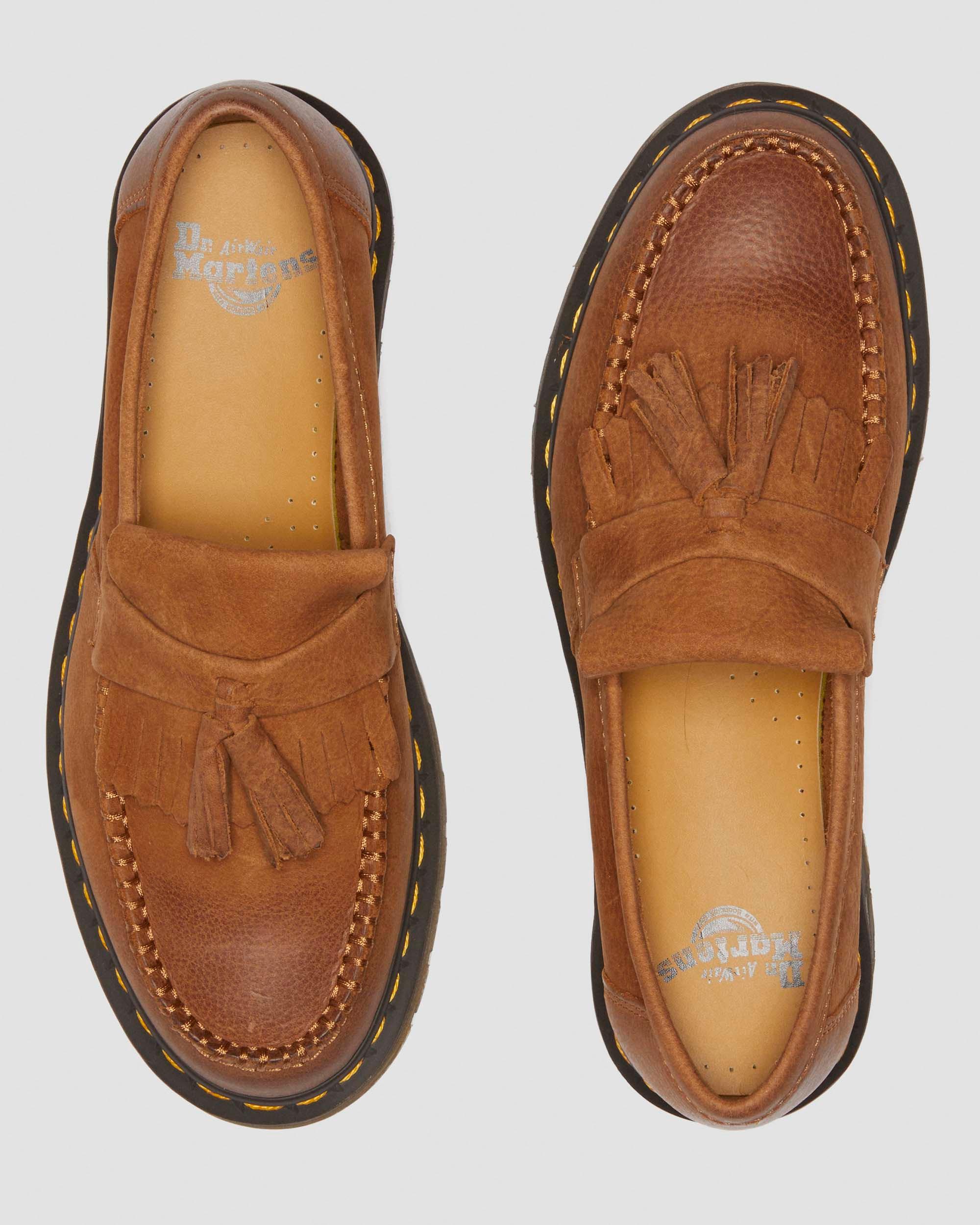Adrian Tumbled Nubuck tassle loafers in Desert Brown
