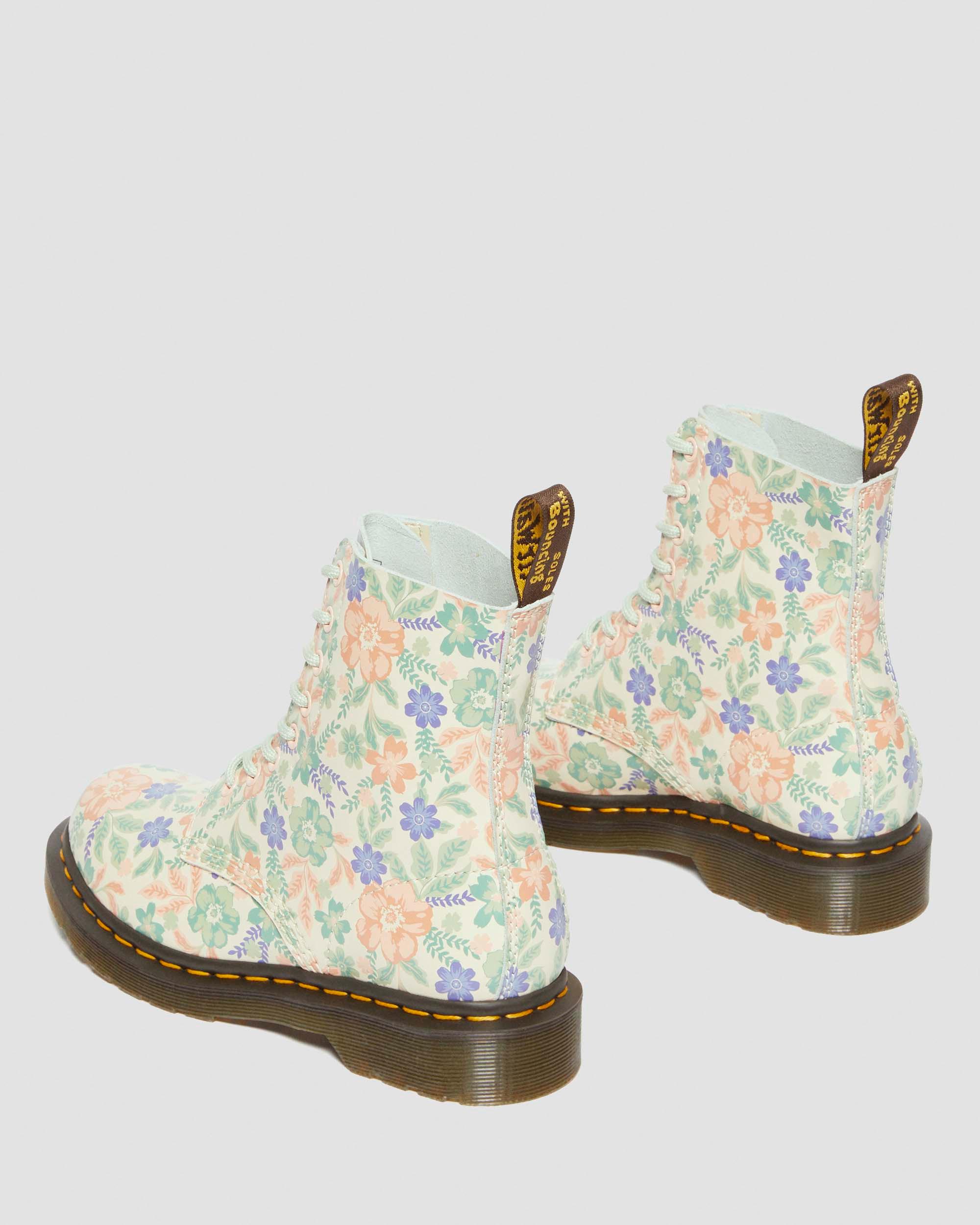 1460 vonda floral reclaimed leather boots in Cloud Cream+Multi