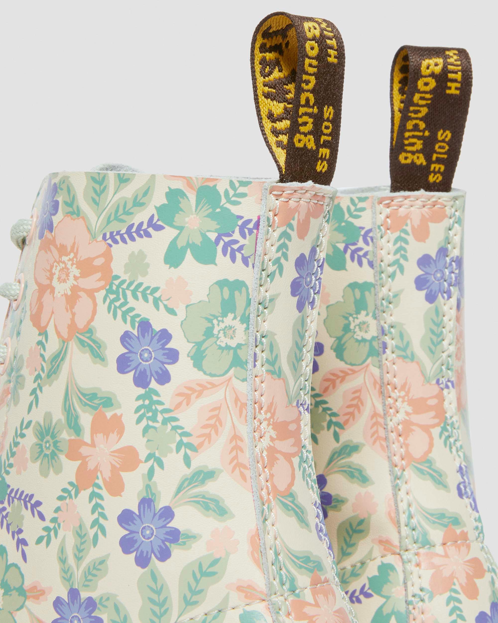 1460 vonda floral reclaimed leather boots in Cloud Cream+Multi