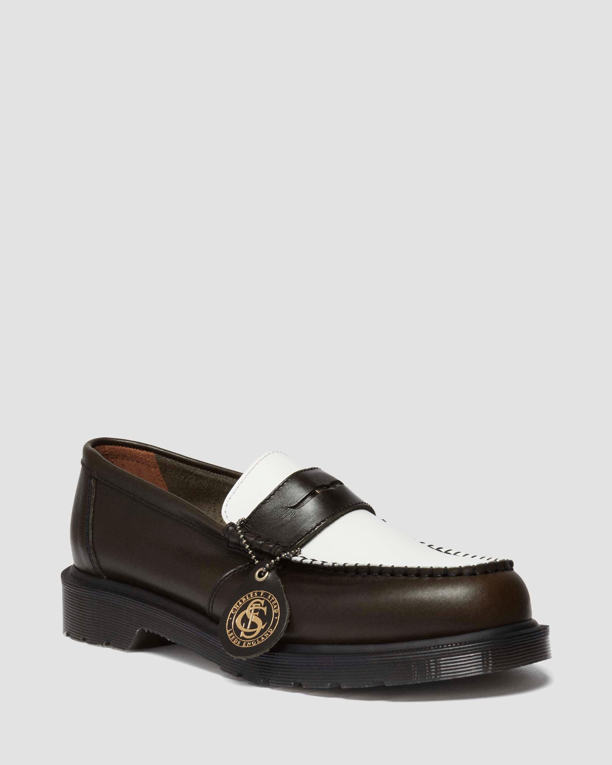 Penton two-tone leather loafers in Olive+White