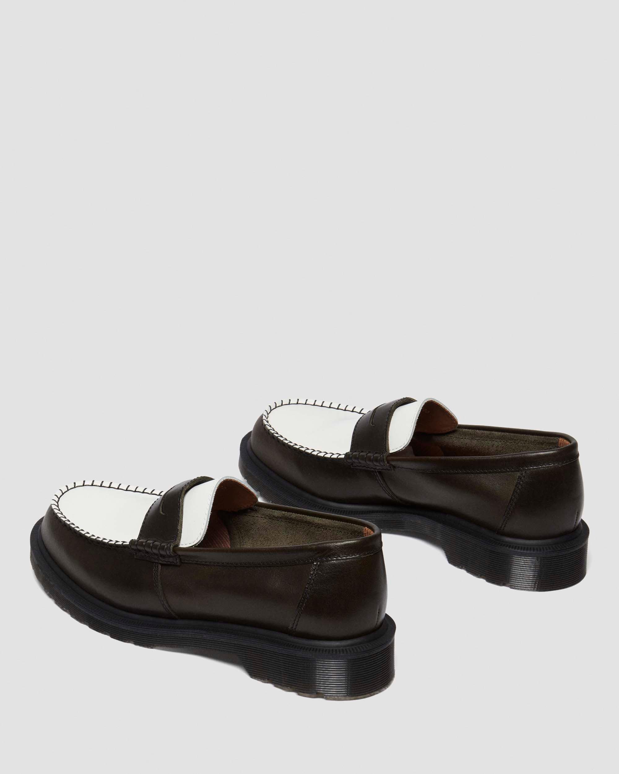 Penton two-tone leather loafers in Olive+White