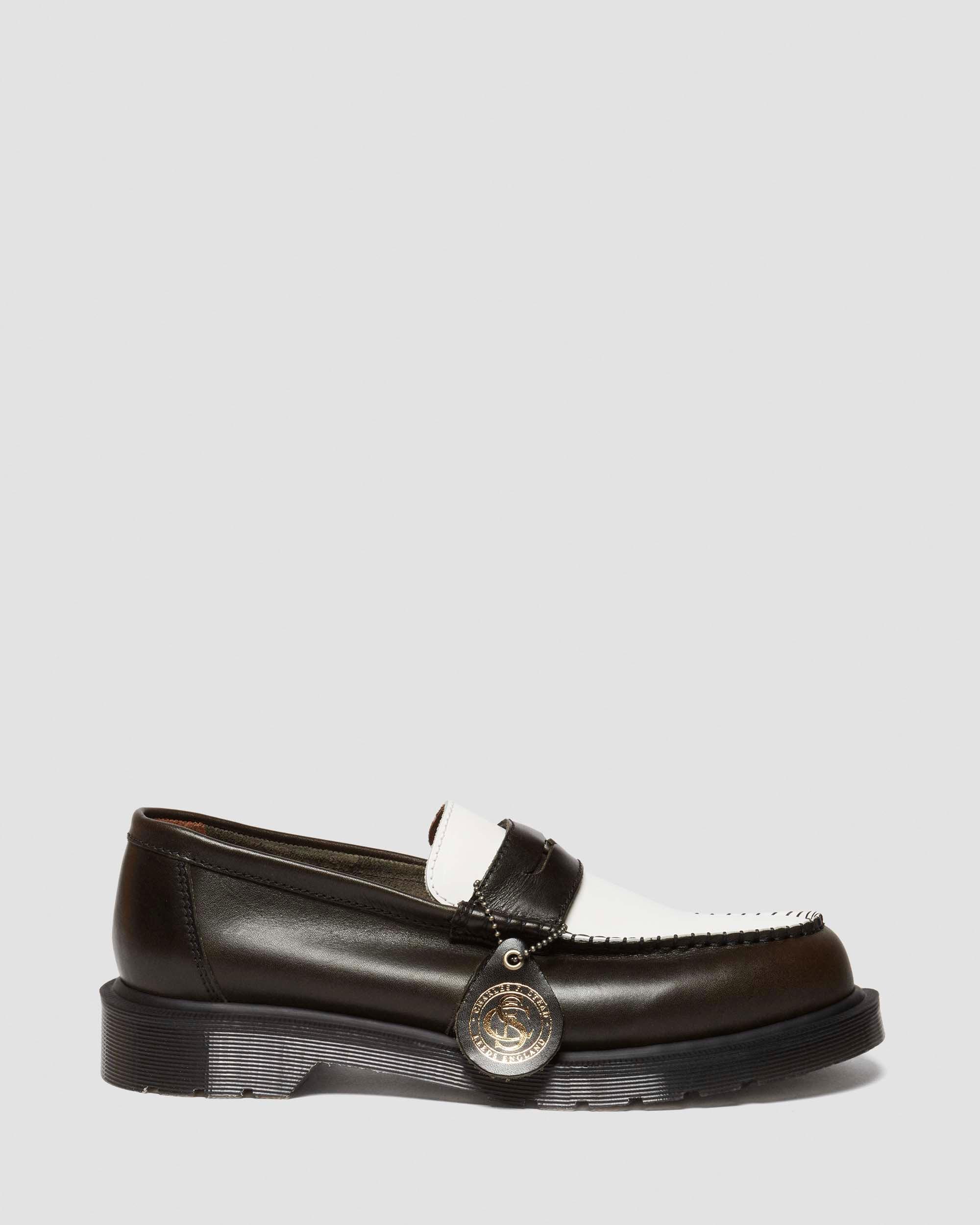 Penton two-tone leather loafers in Olive+White