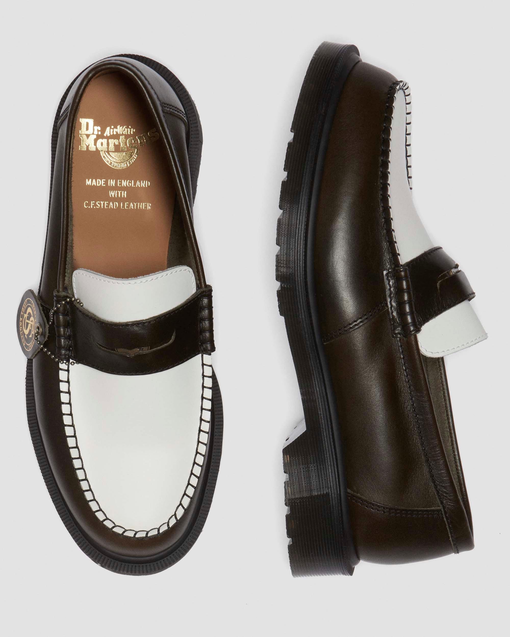 Penton two-tone leather loafers in Olive+White