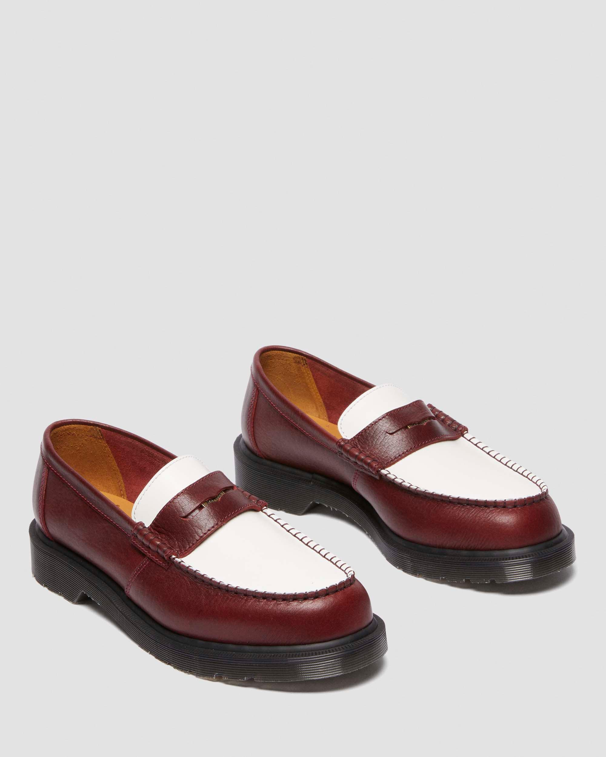Penton Two-Tone-loafers i læder in Bordeauxfarvet+Hvid