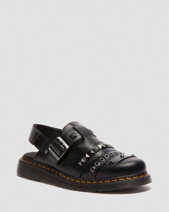 Jorge II Hardware leather mules in Black Atlas | Dr. Martens Jorge II Hardware leather mules in Black Atlas | Dr. Martens