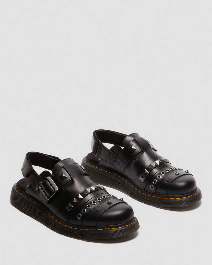 Dr. Martens Jorge Ii Hardware Leather Mules In Black