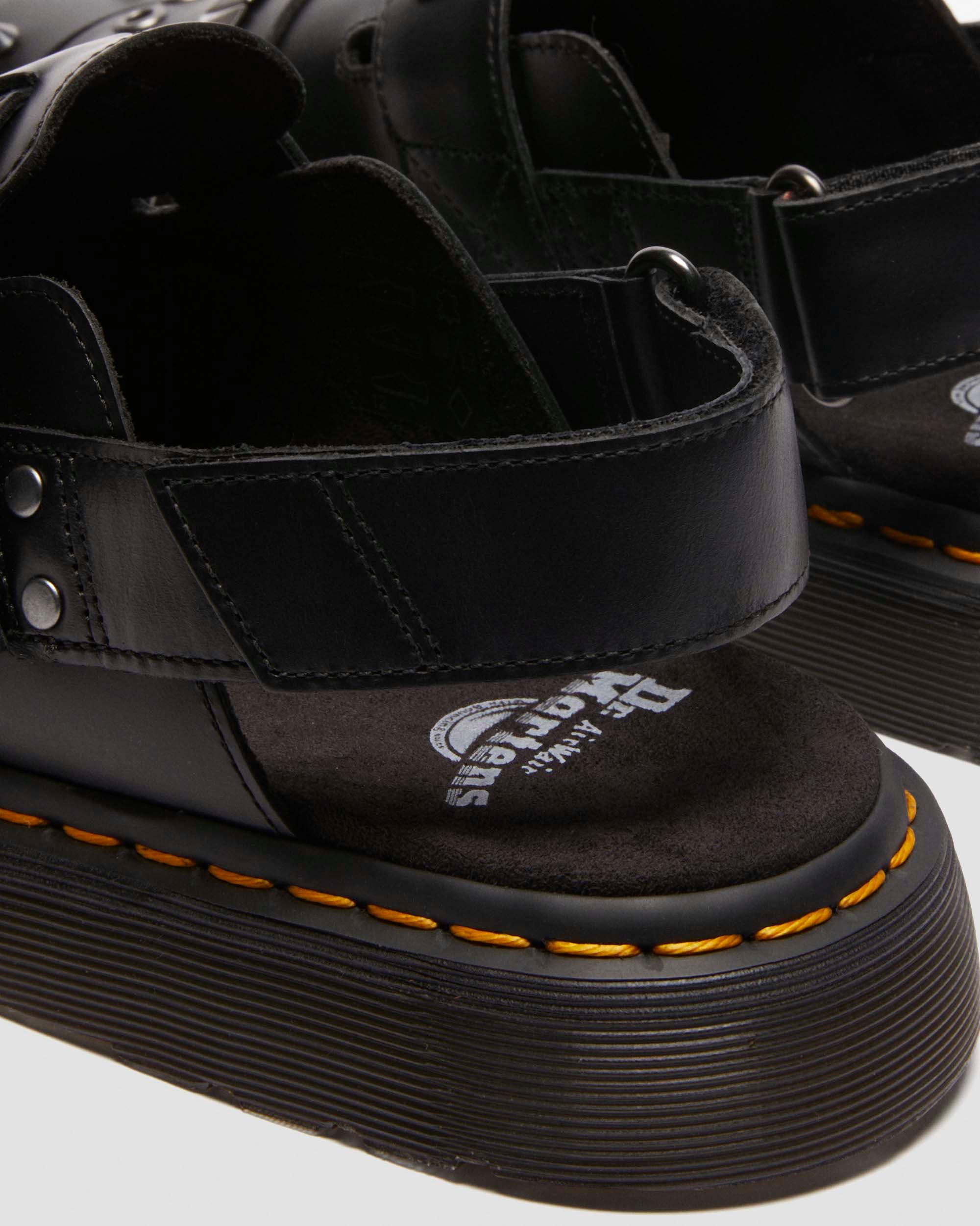 Jorge II Hardware leather mules in BLACK ATLAS