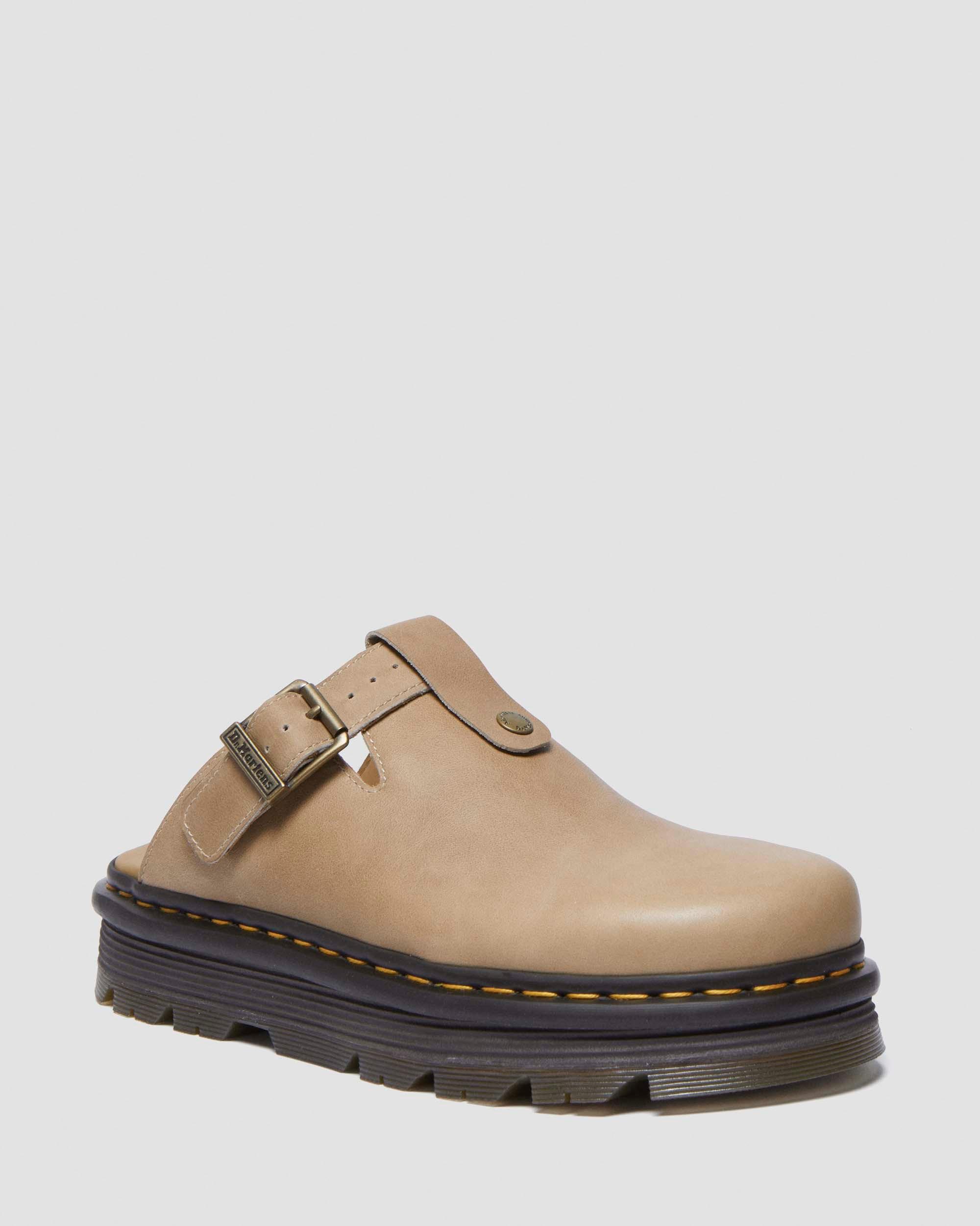 Zebzag Suede Casual Slingback Platform Mules in Porcelain Tan