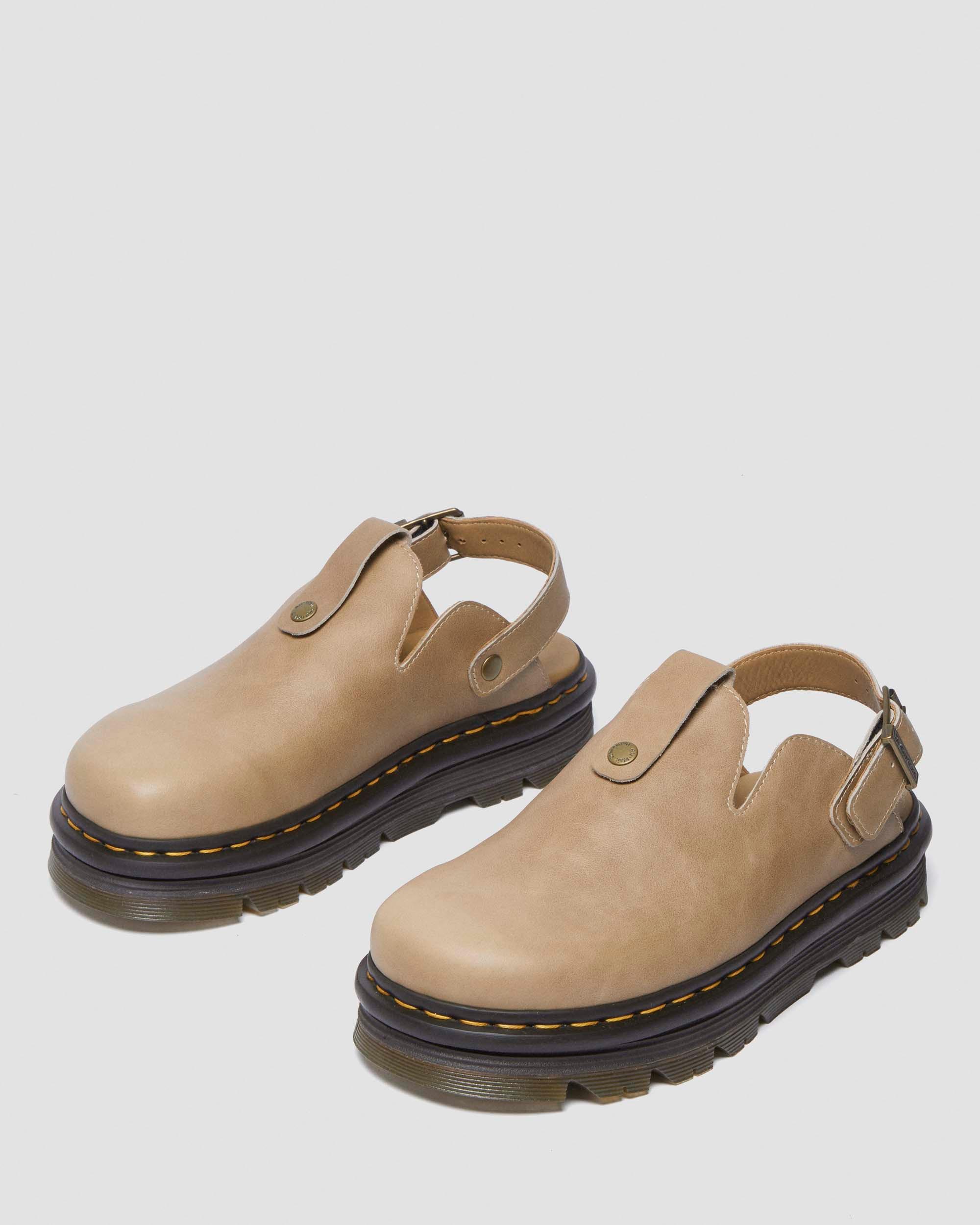 Zebzag Leather Casual Slingback Platform Mules in PORCELAIN TAN