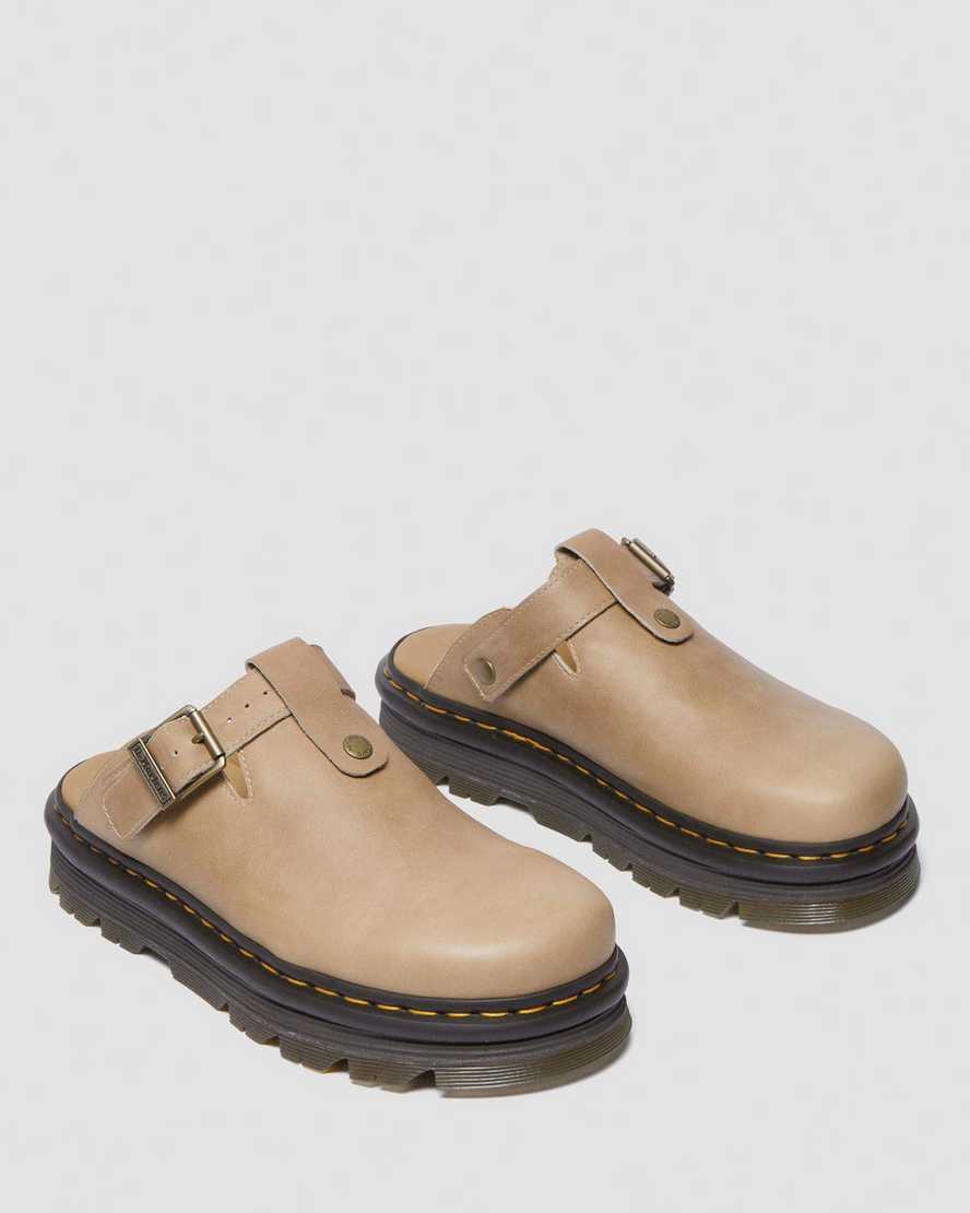 Dr. Martens' Zebzag Suede Casual Slingback Platform Mules In Neutral