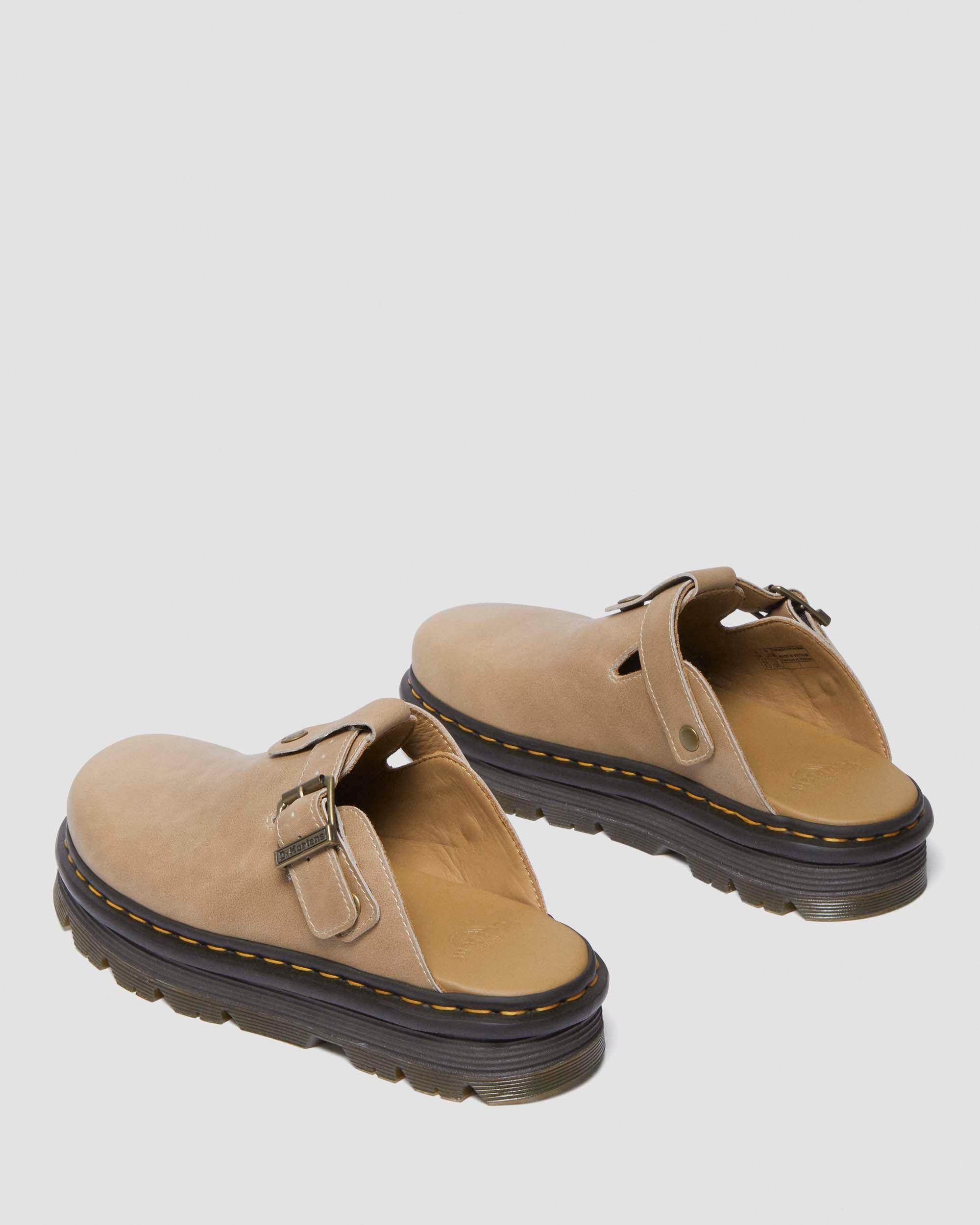 Zebzag Suede Casual Slingback Platform Mules in Porcelain Tan