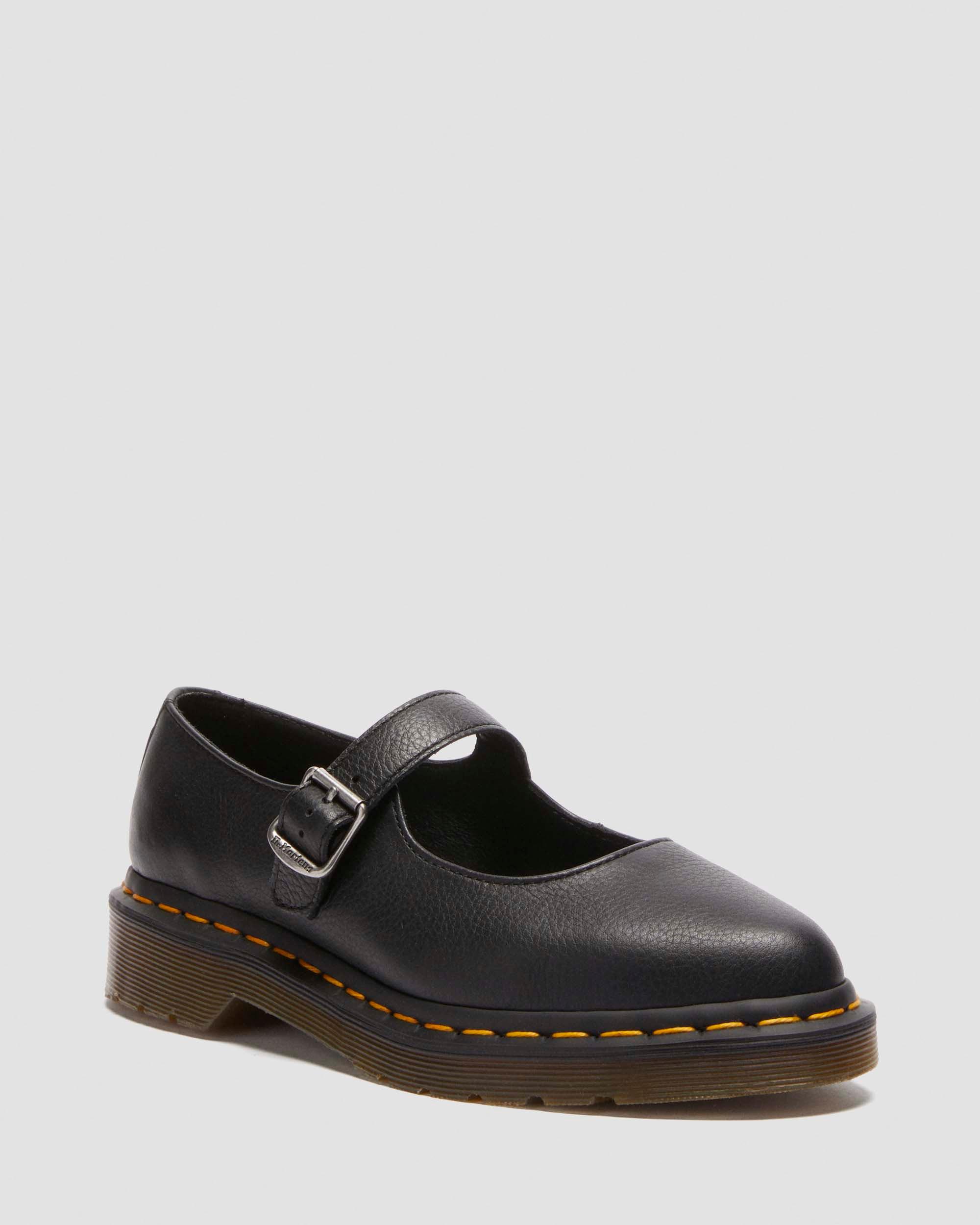 Elphie Virginia leren Mary Jane schoenen in Zwart