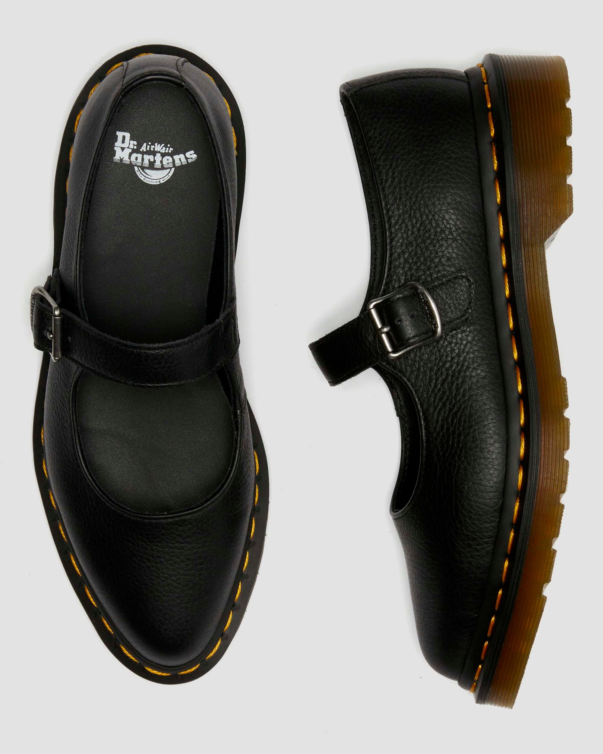 Elphie Virginia leren Mary Jane schoenen in Zwart