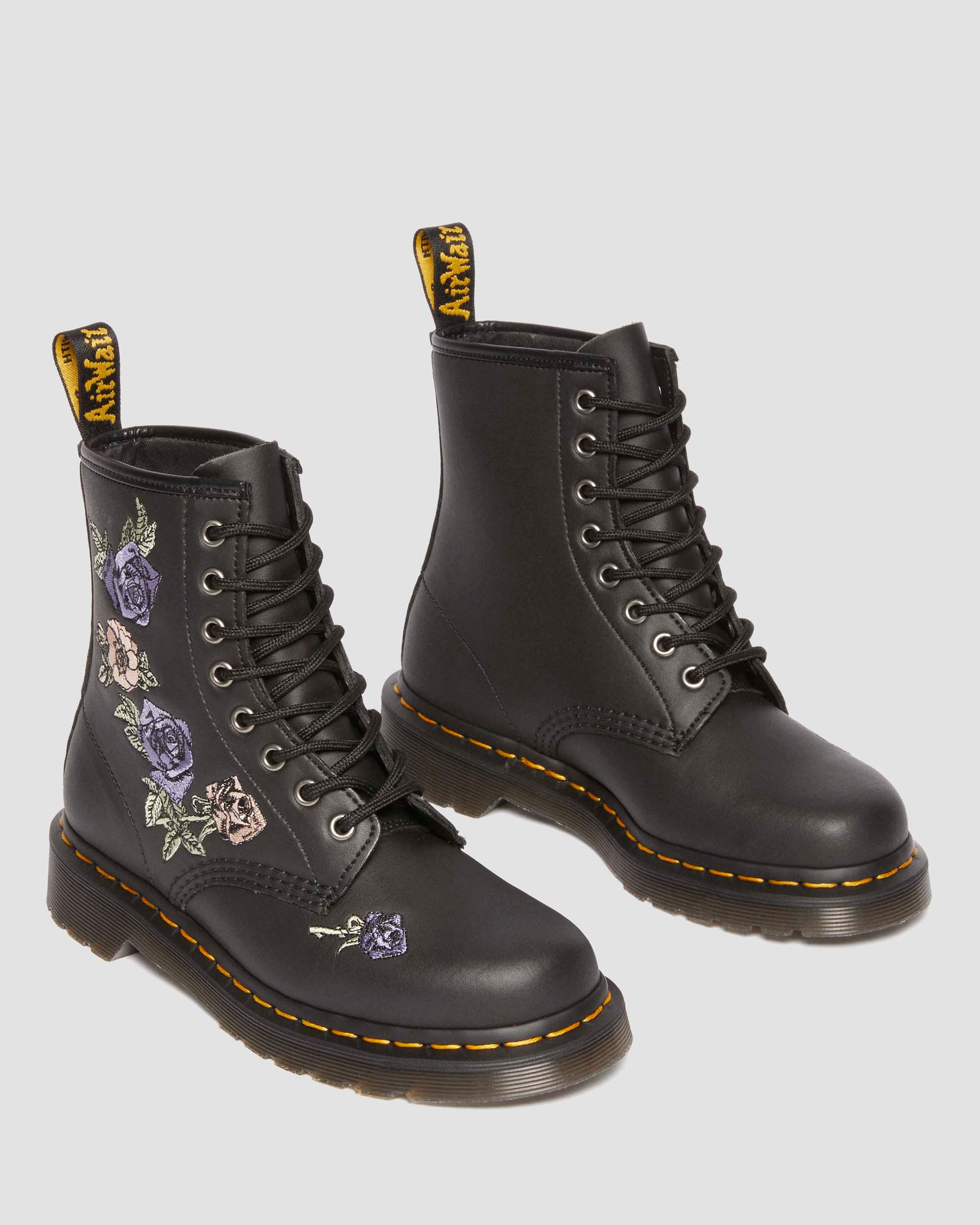 Boots 1460 Vonda Floral en cuir reconditionné in Noir