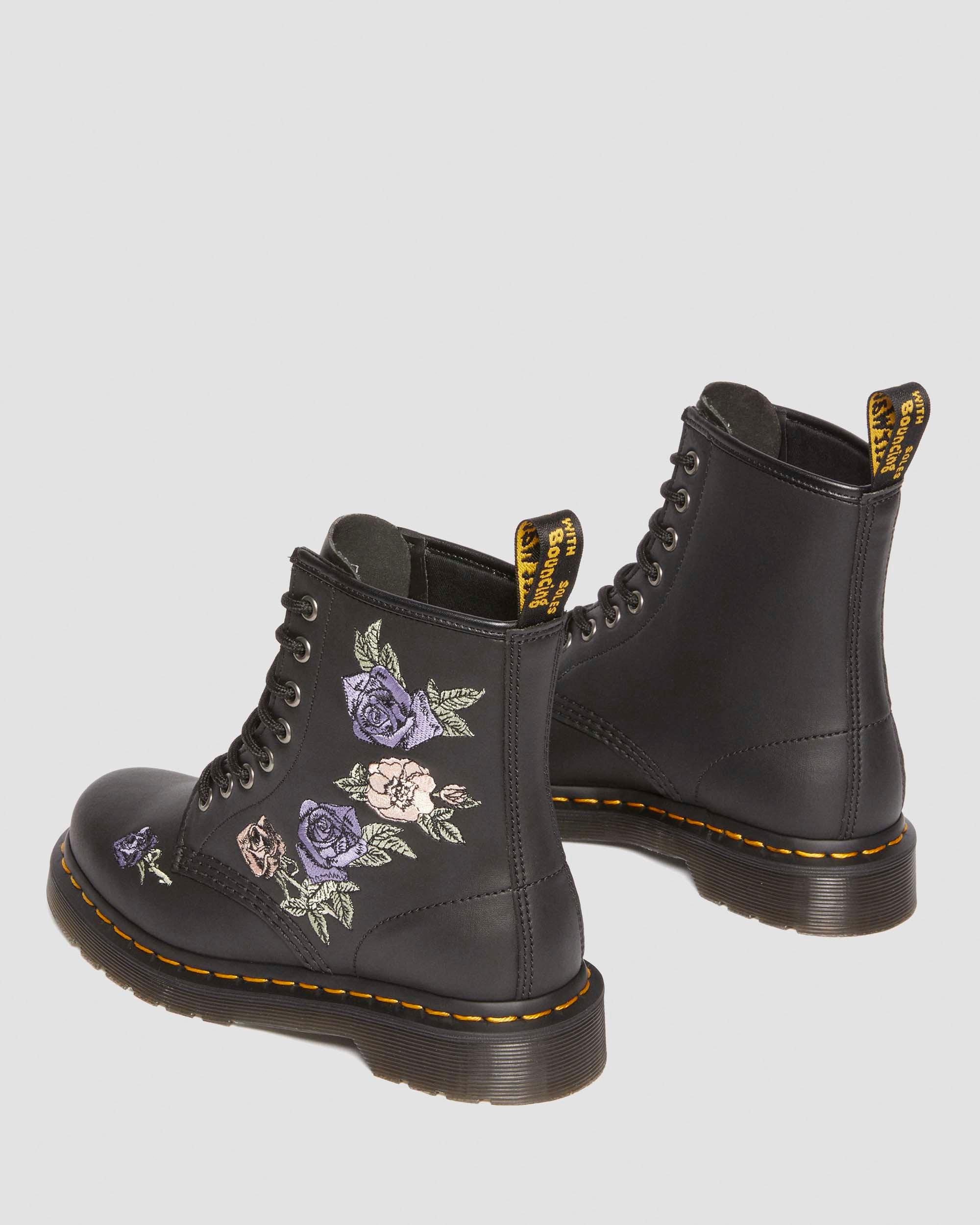 Boots 1460 Vonda Floral en cuir reconditionné in Noir
