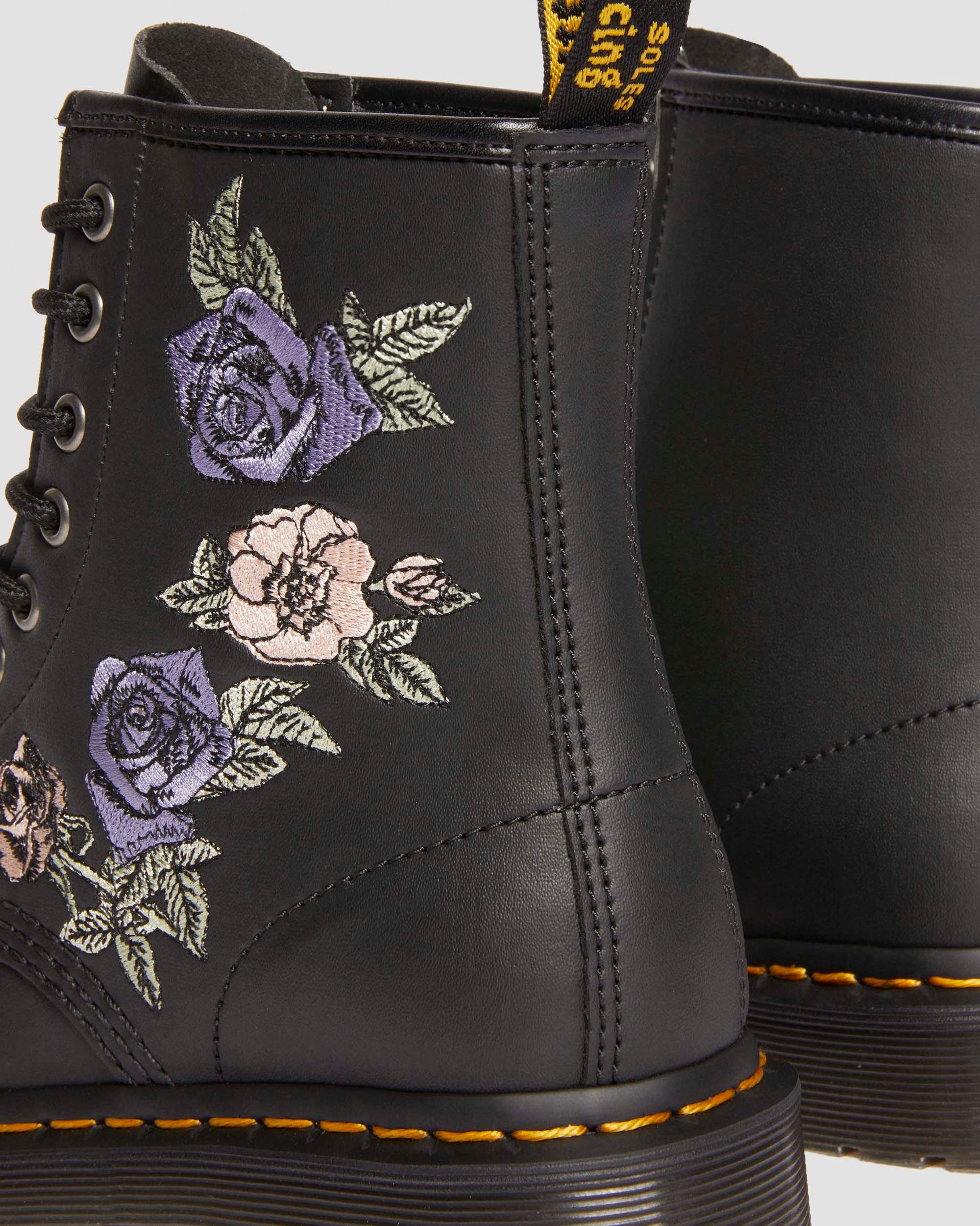Boots 1460 Vonda Floral en cuir reconditionné in Noir