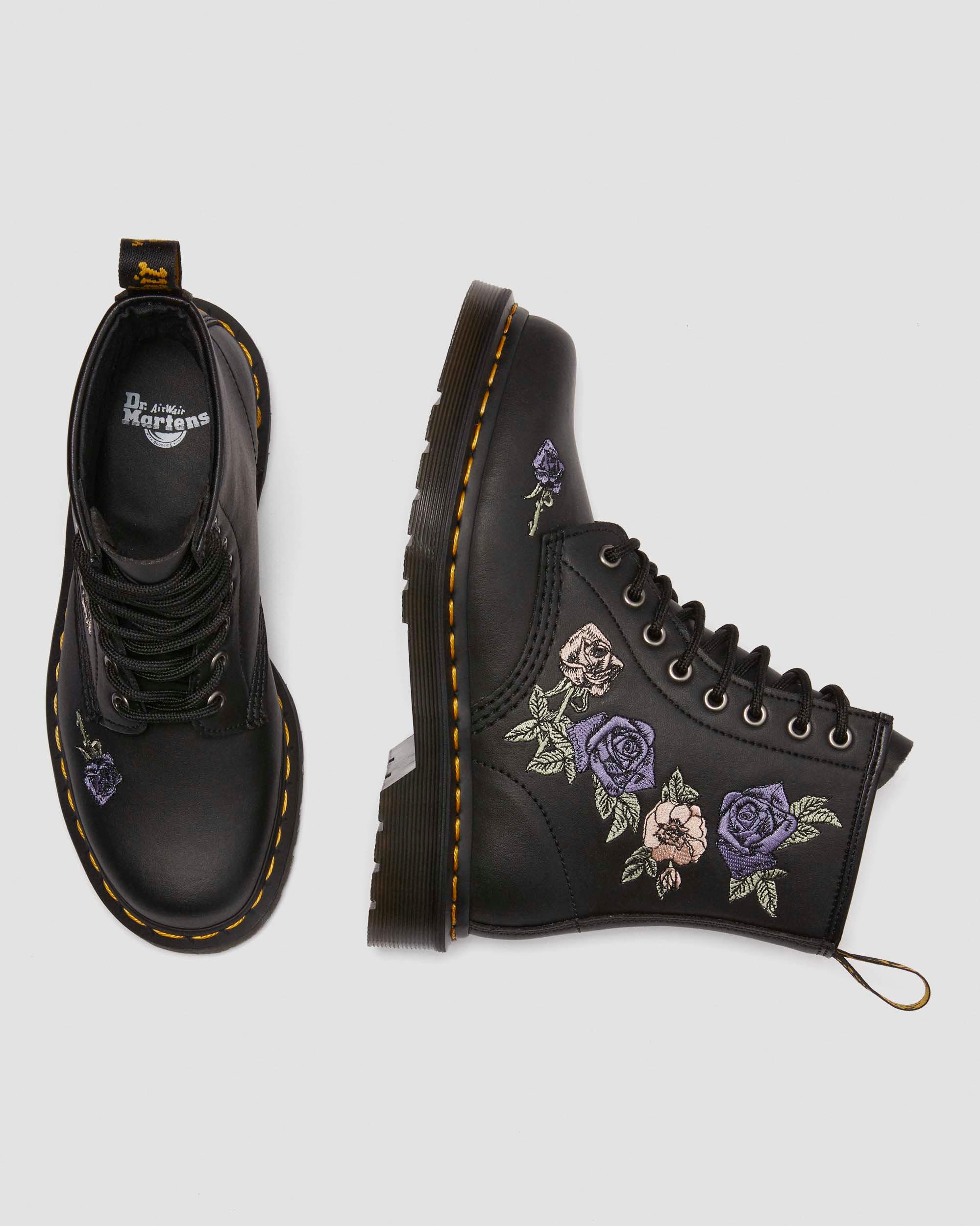 Boots 1460 Vonda Floral en cuir reconditionné in Noir