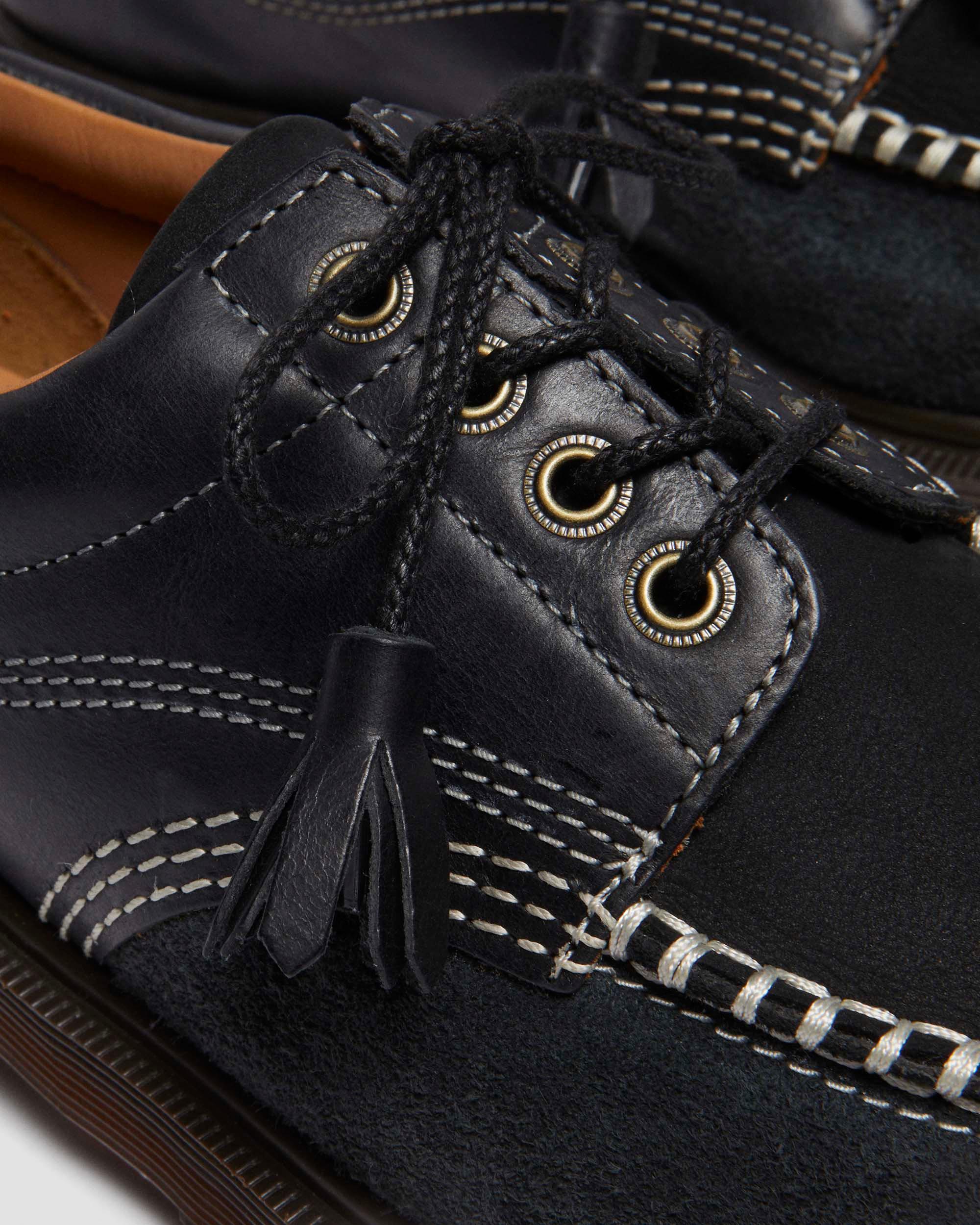 Lowell mixed material moc toe shoes in BLACK | Dr. Martens™