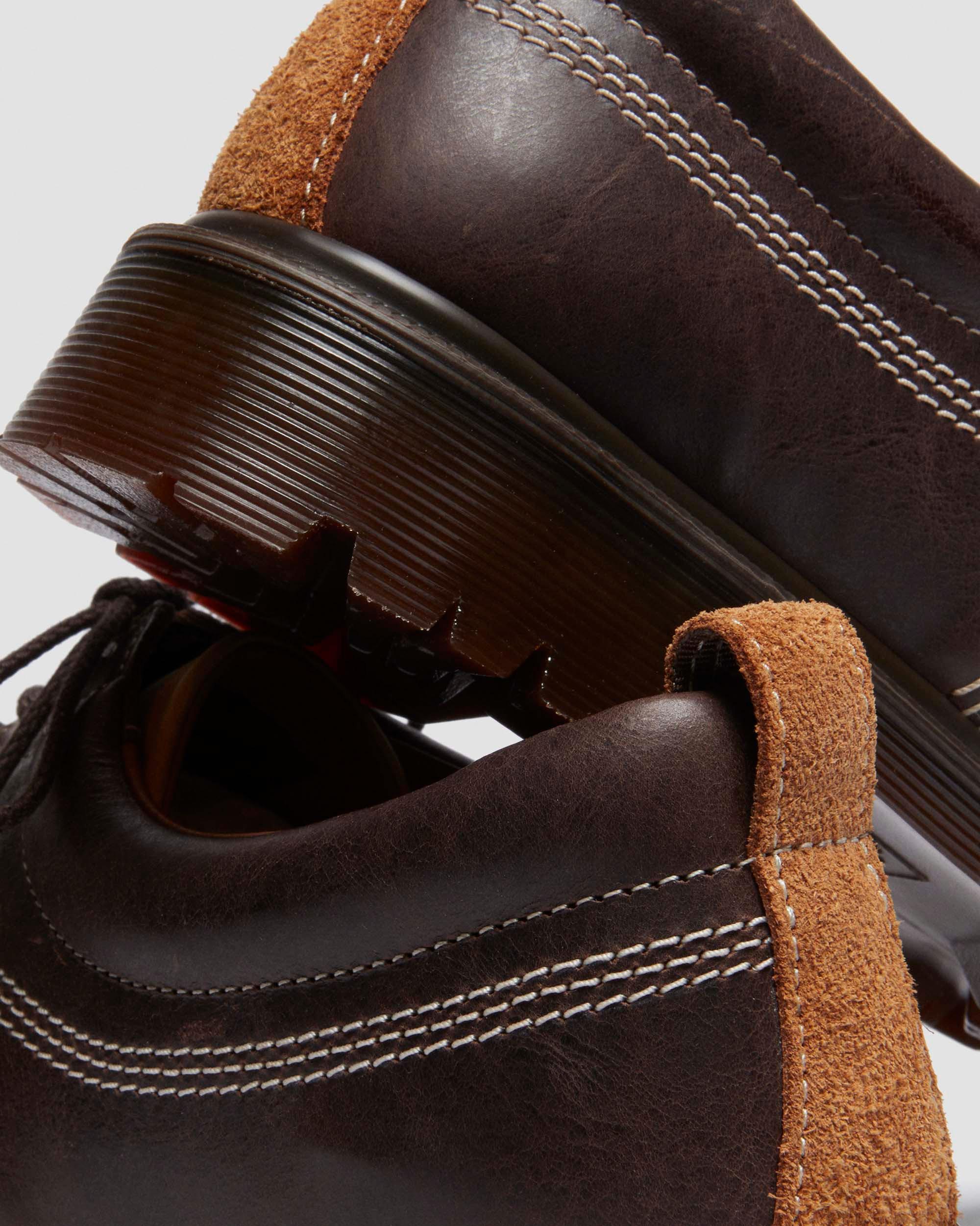 Lowell mixed material moc toe shoes in DARK BROWN+LIGHT TAN+DESERT